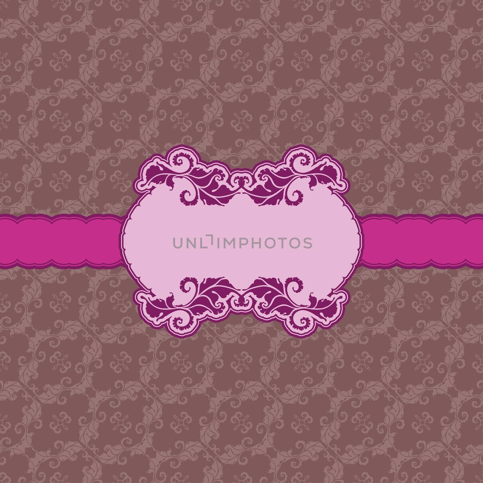Vector template frame design for greeting card . Background - seamless pattern.