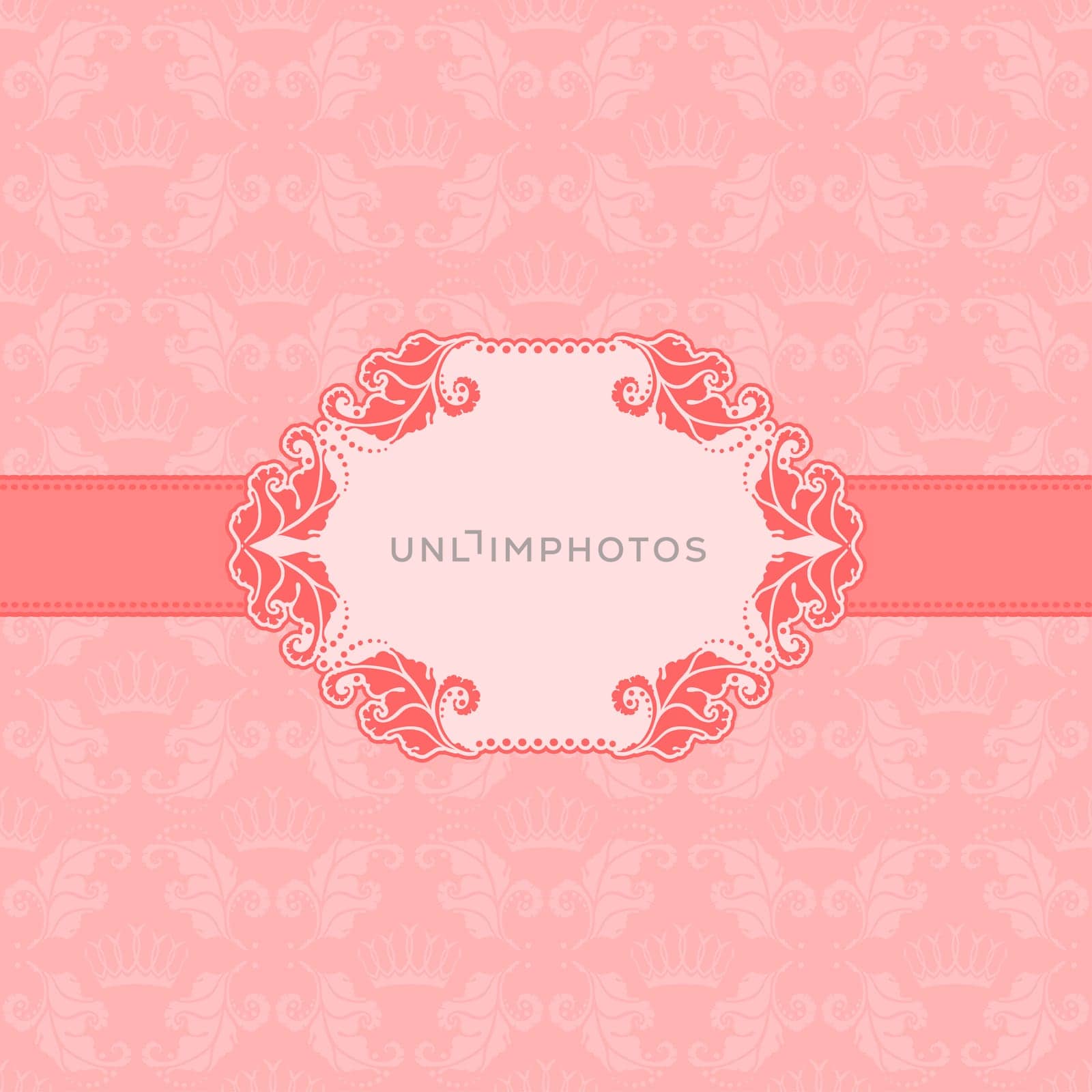 Vector template frame design for greeting card . Background - seamless pattern.