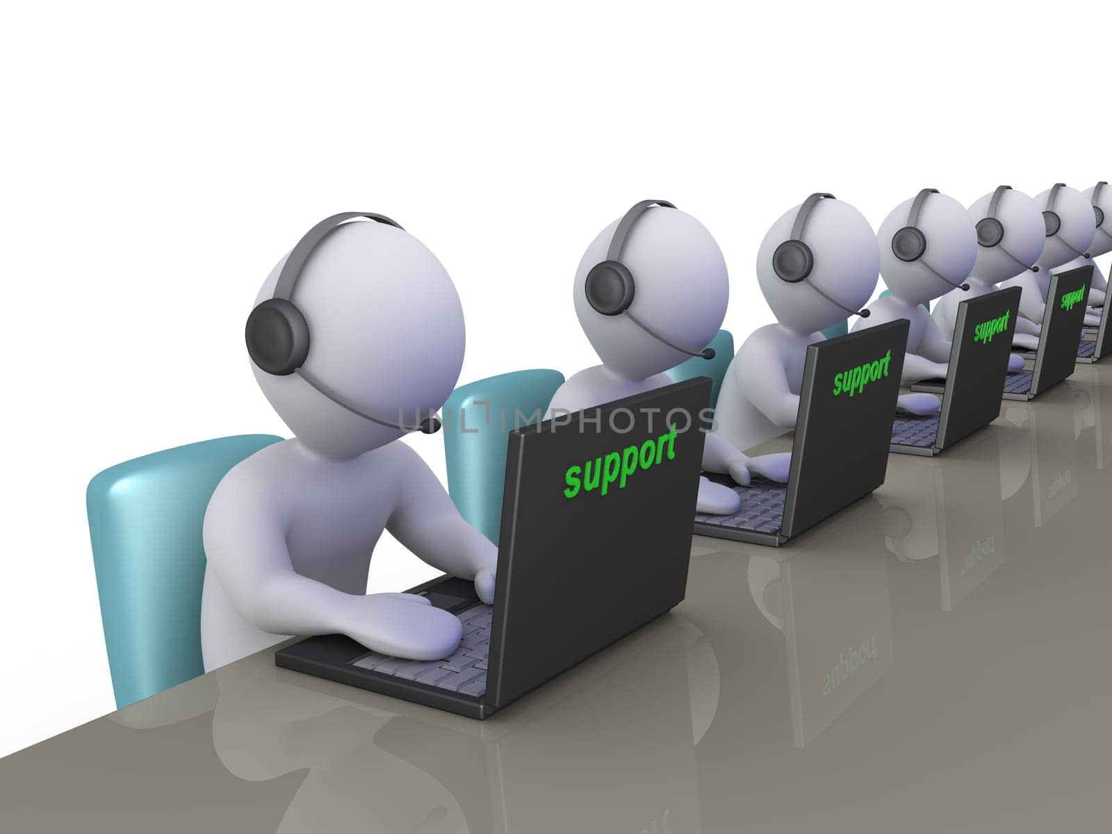 People as operators with a laptops are providing support