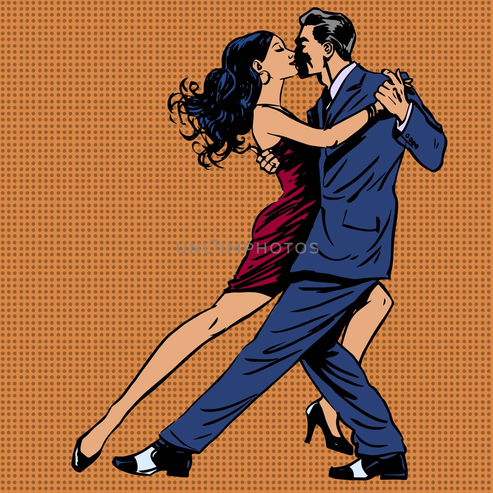 a man and a woman kiss dance tango music couple pop art