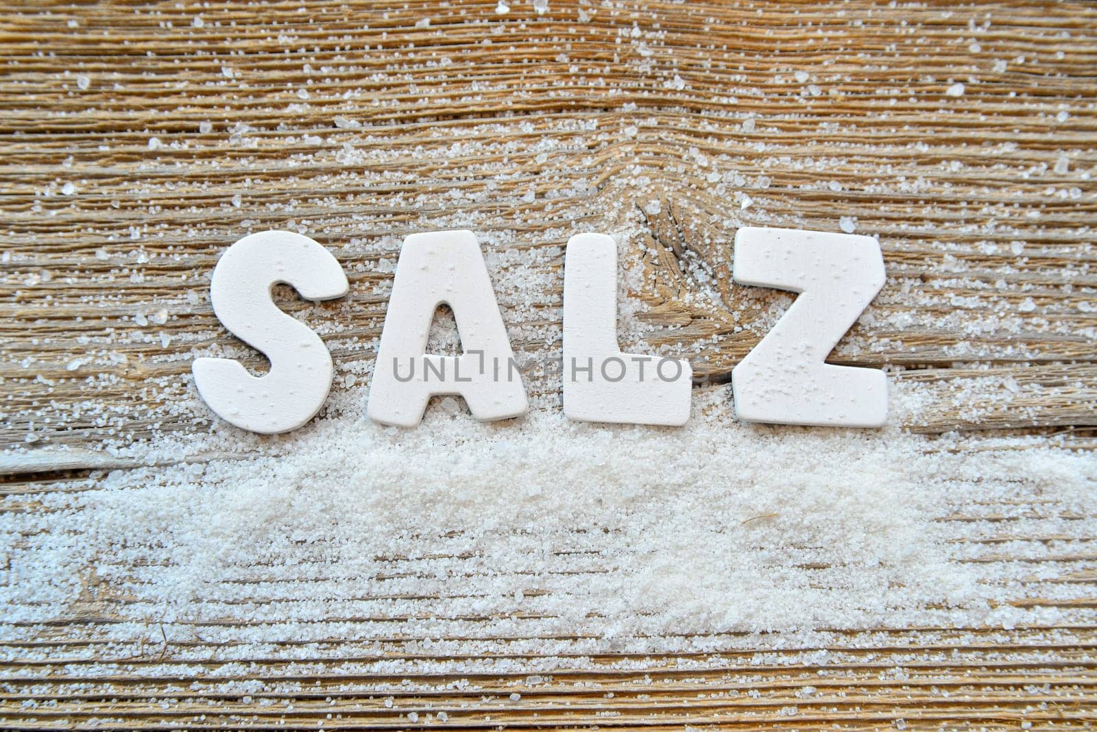 Salt on wooden board