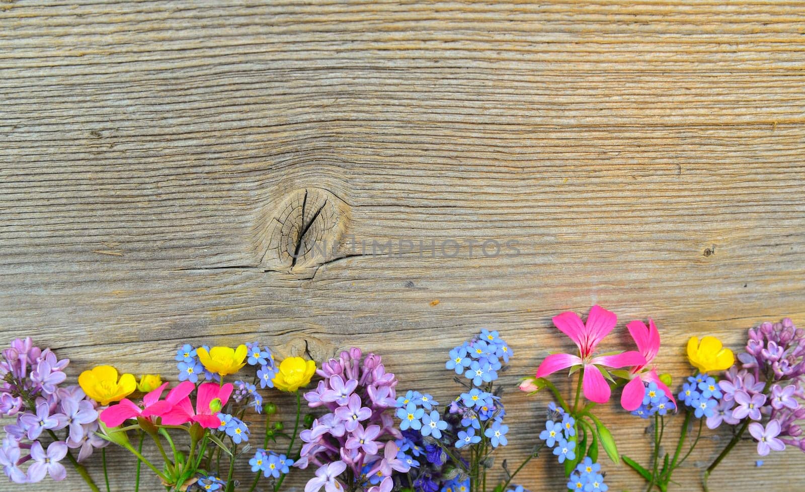 flowers on a wooden board
