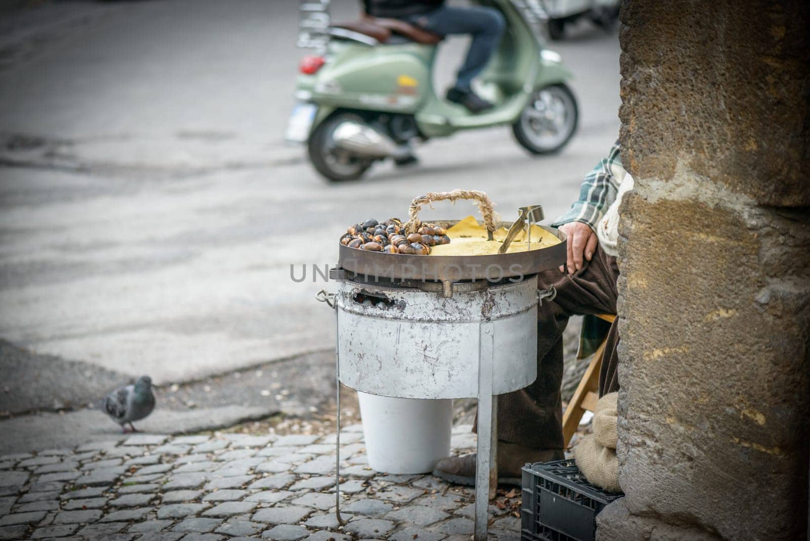 Roasted chestnuts sold on the streets of Rome