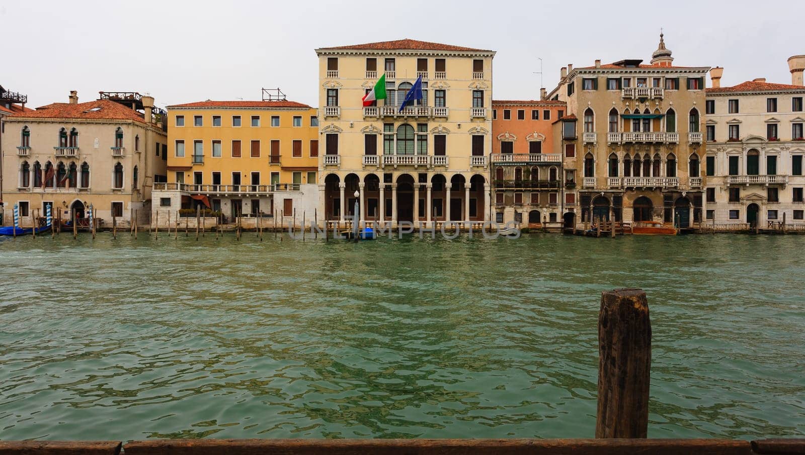 A view of historical buildings along Canal Grande, Venice, Italy