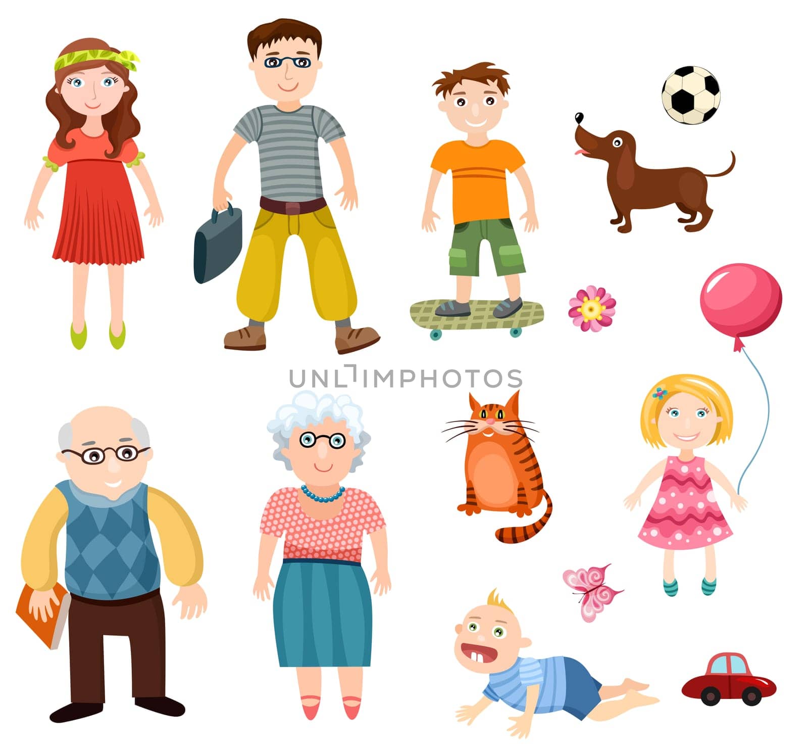 illustration of a family set