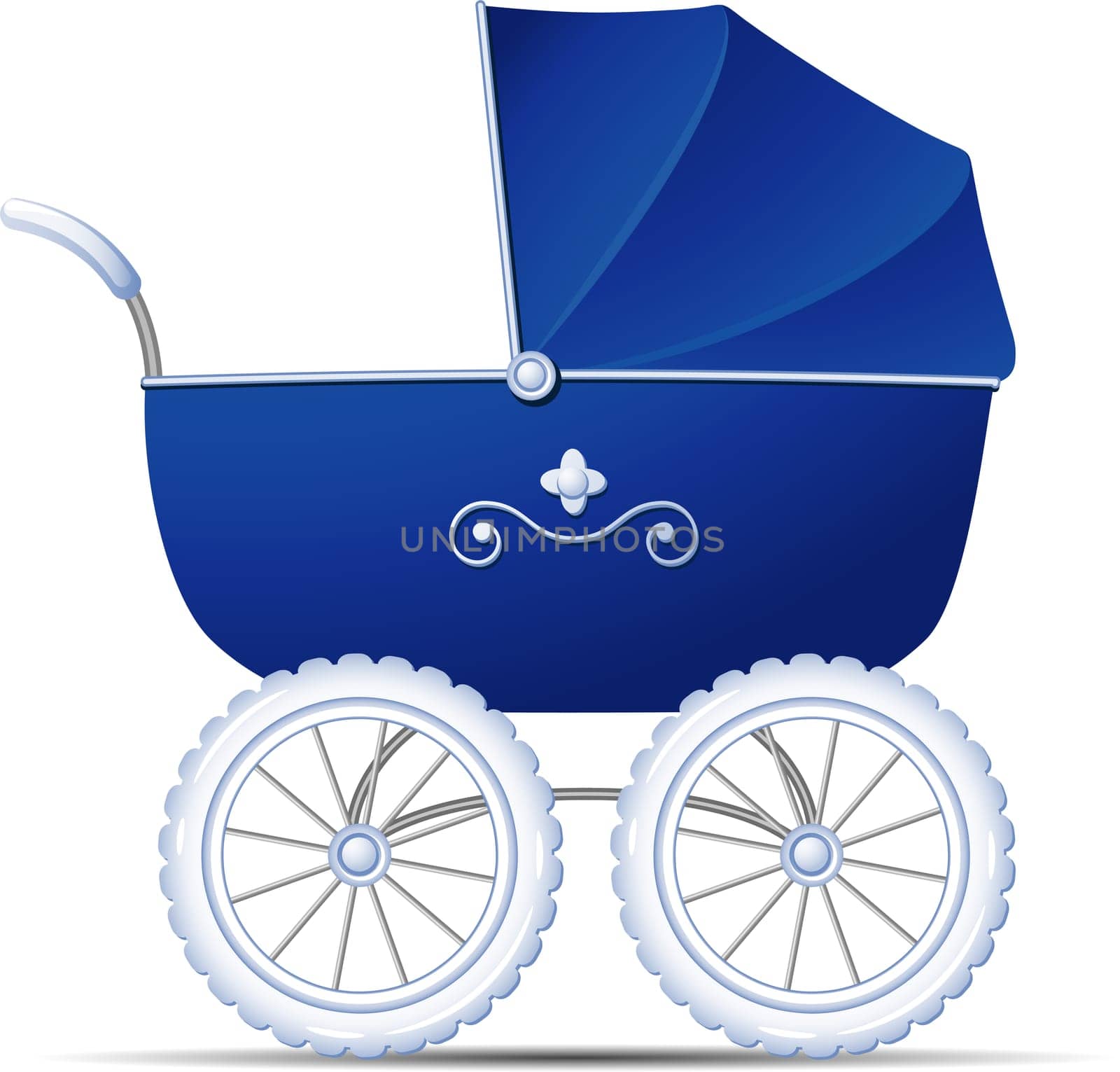Blue Baby Carriage over white. EPS 10, AI, JPEG
