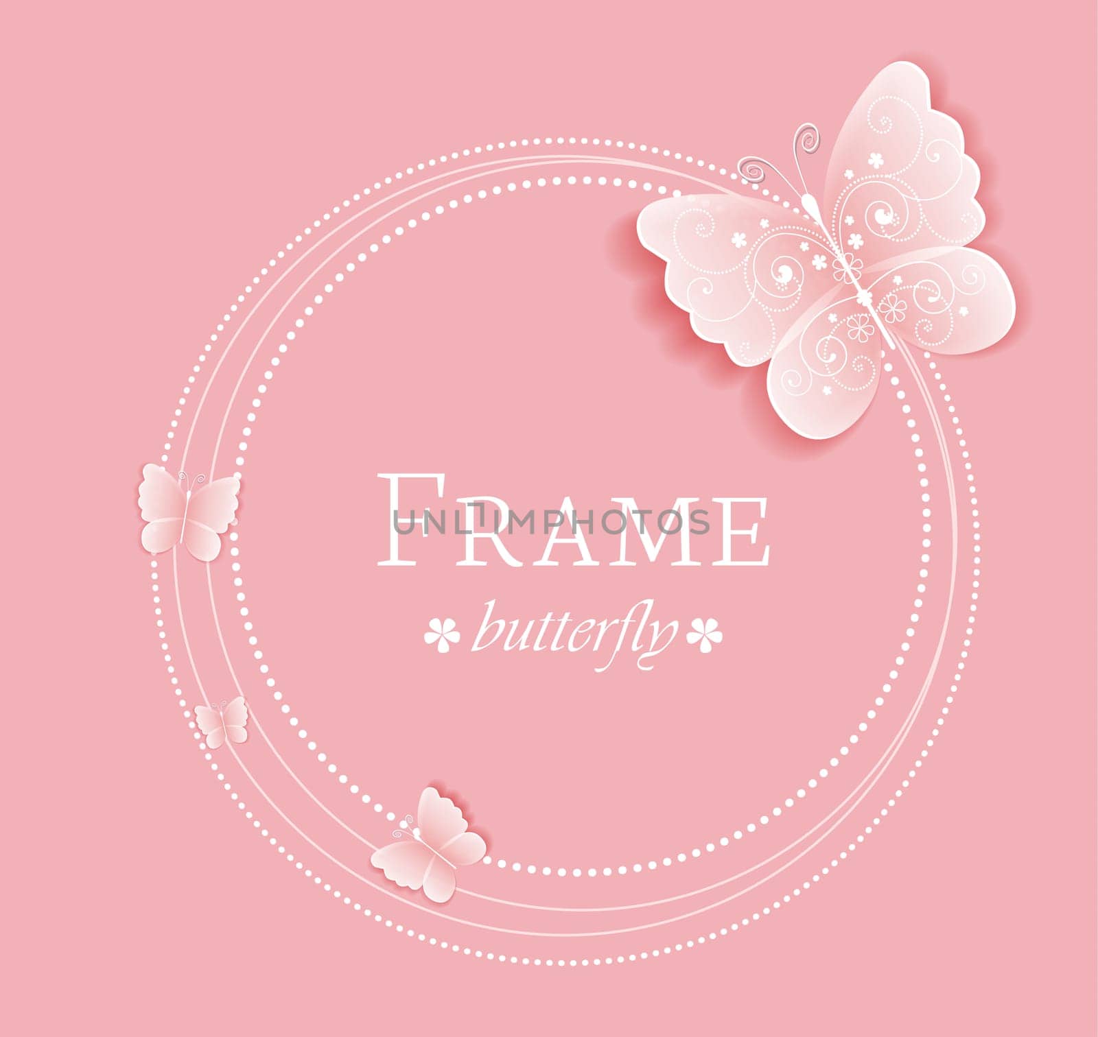 Pink background with butterflies on the frame