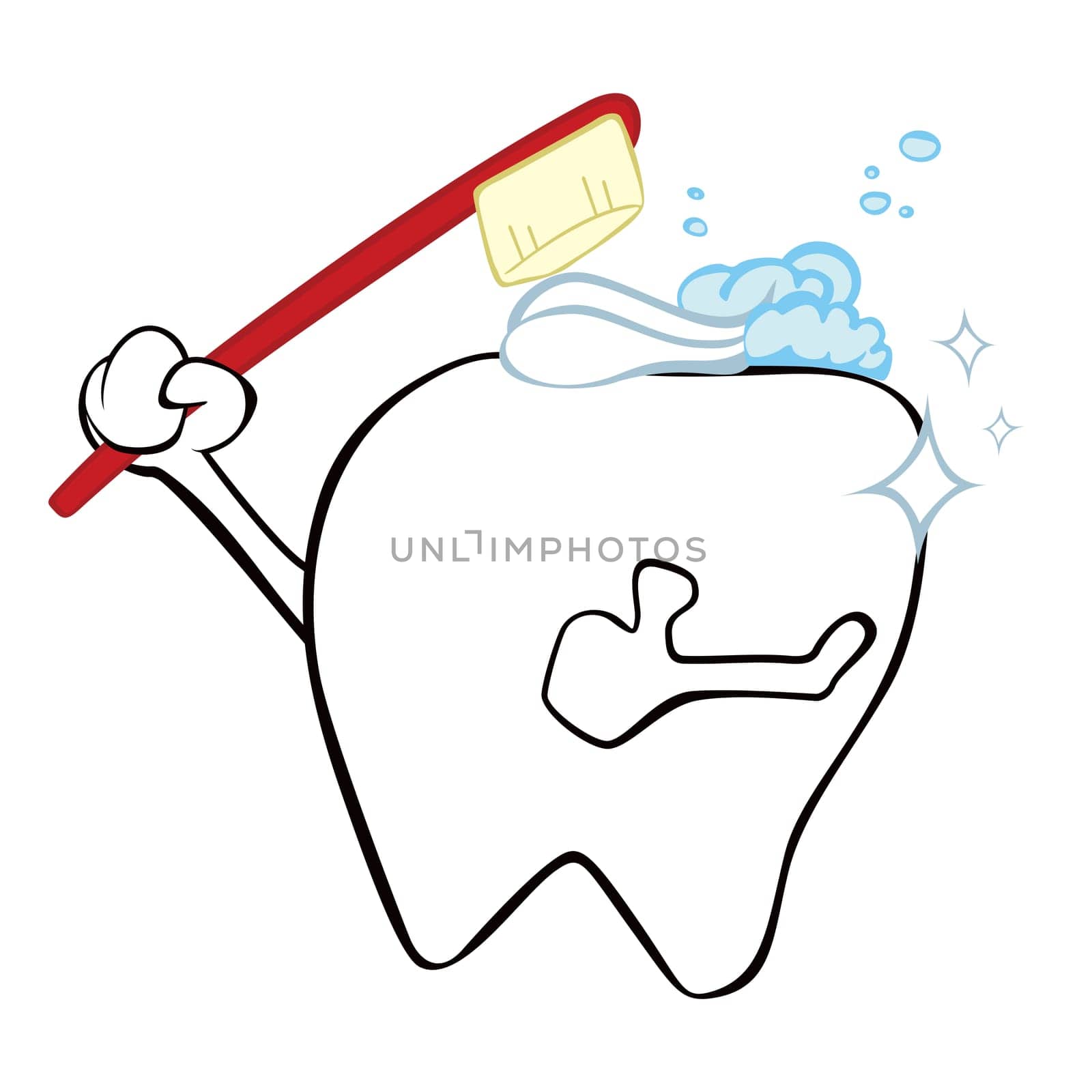 Illustration of clean tooth with brush