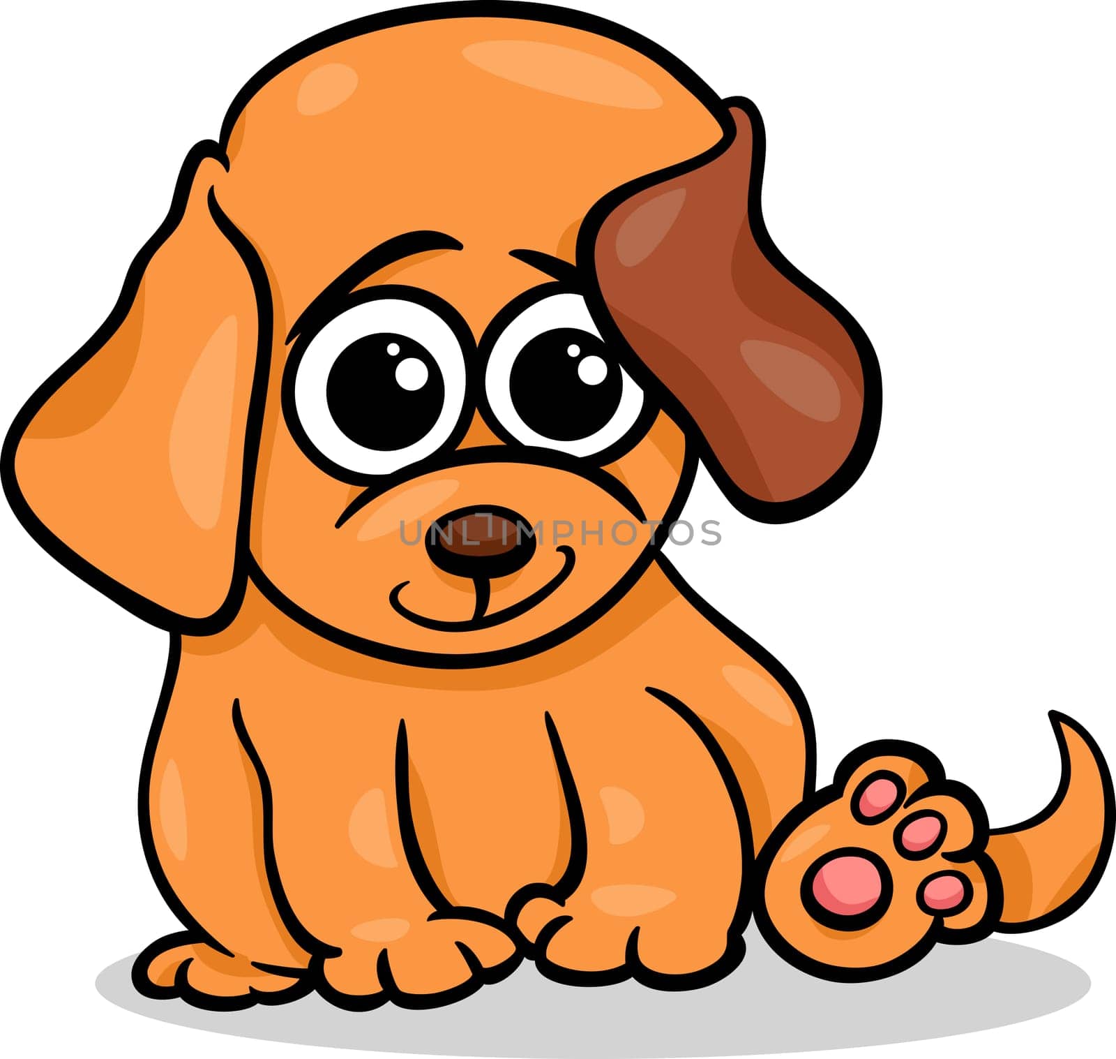 Cartoon Illustration of Cute Little Baby Animal Dog or Puppy