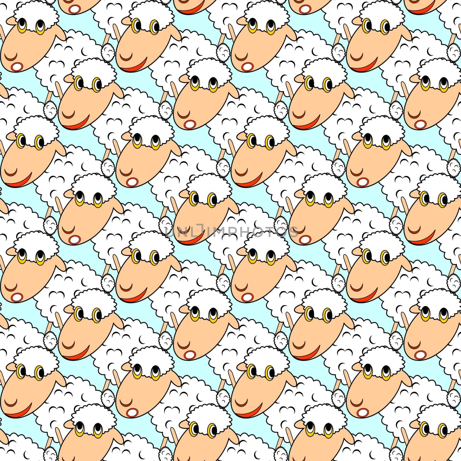 Design seamless pattern with cartoon sheeps. Vector art