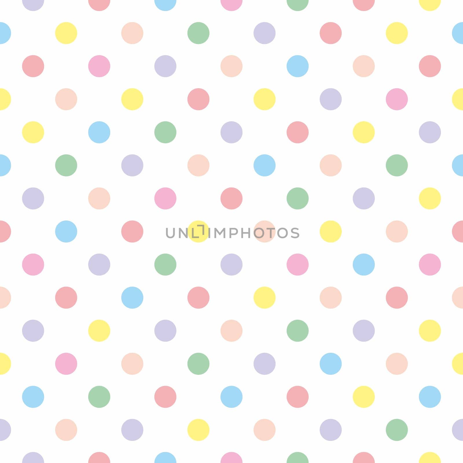 Seamless vector sweet pattern or texture with colorful pastel polka dots on white background for kids background, blog, web design, scrapbooks or desktop wallpaper