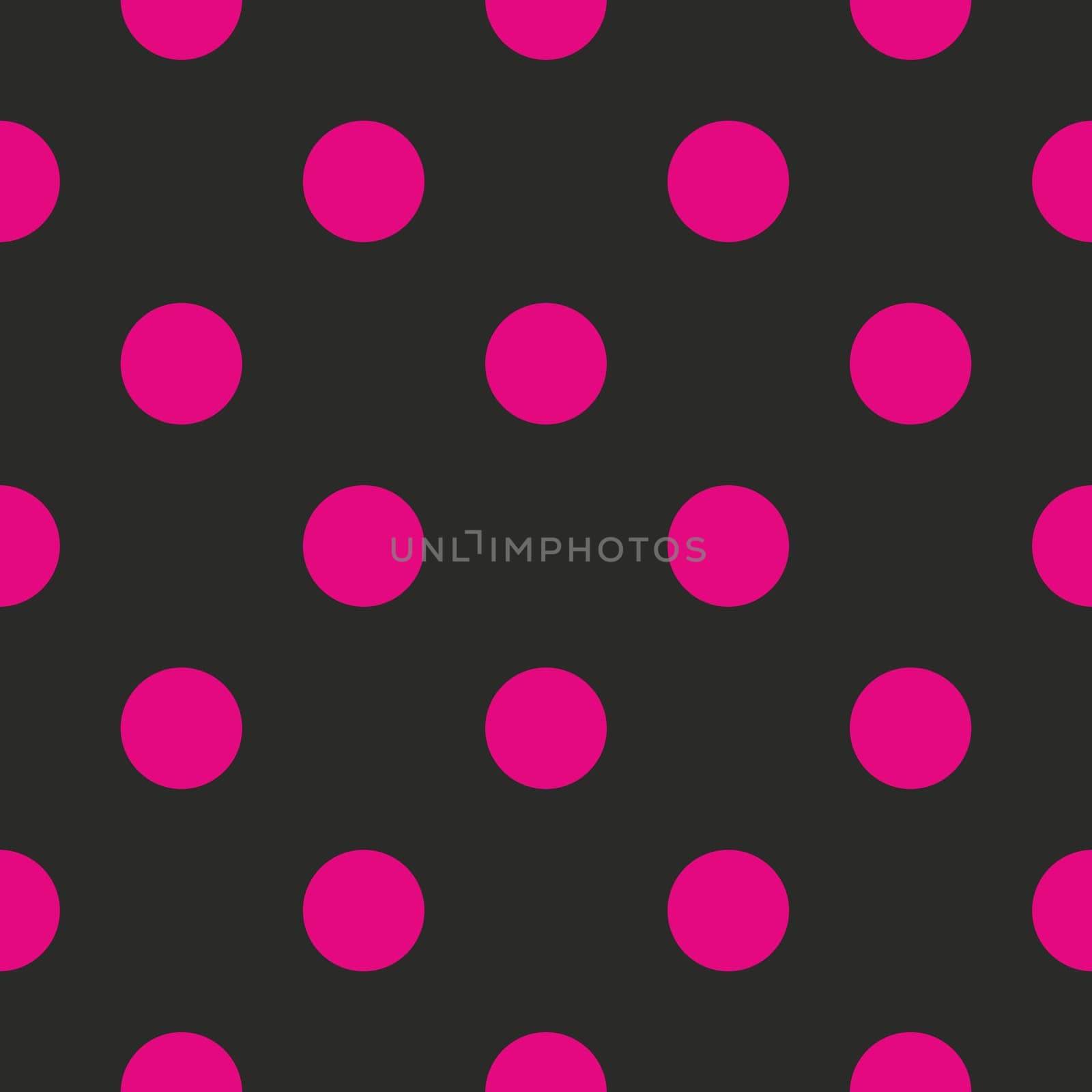 Seamless vector pattern or texture with neon pink polka dots on black background. For websites, desktop wallpaper, baby shower card background, party, web design, arts and scrapbooks.