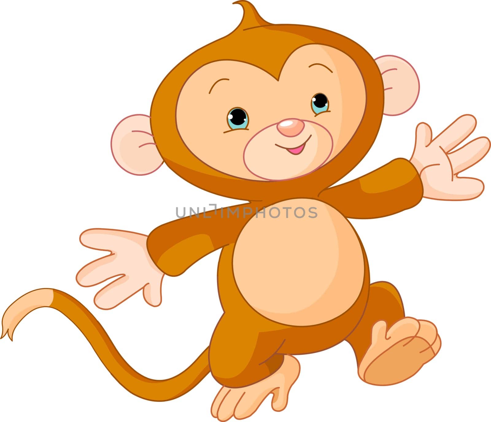 Illustration of Happy little Monkey skipping runs