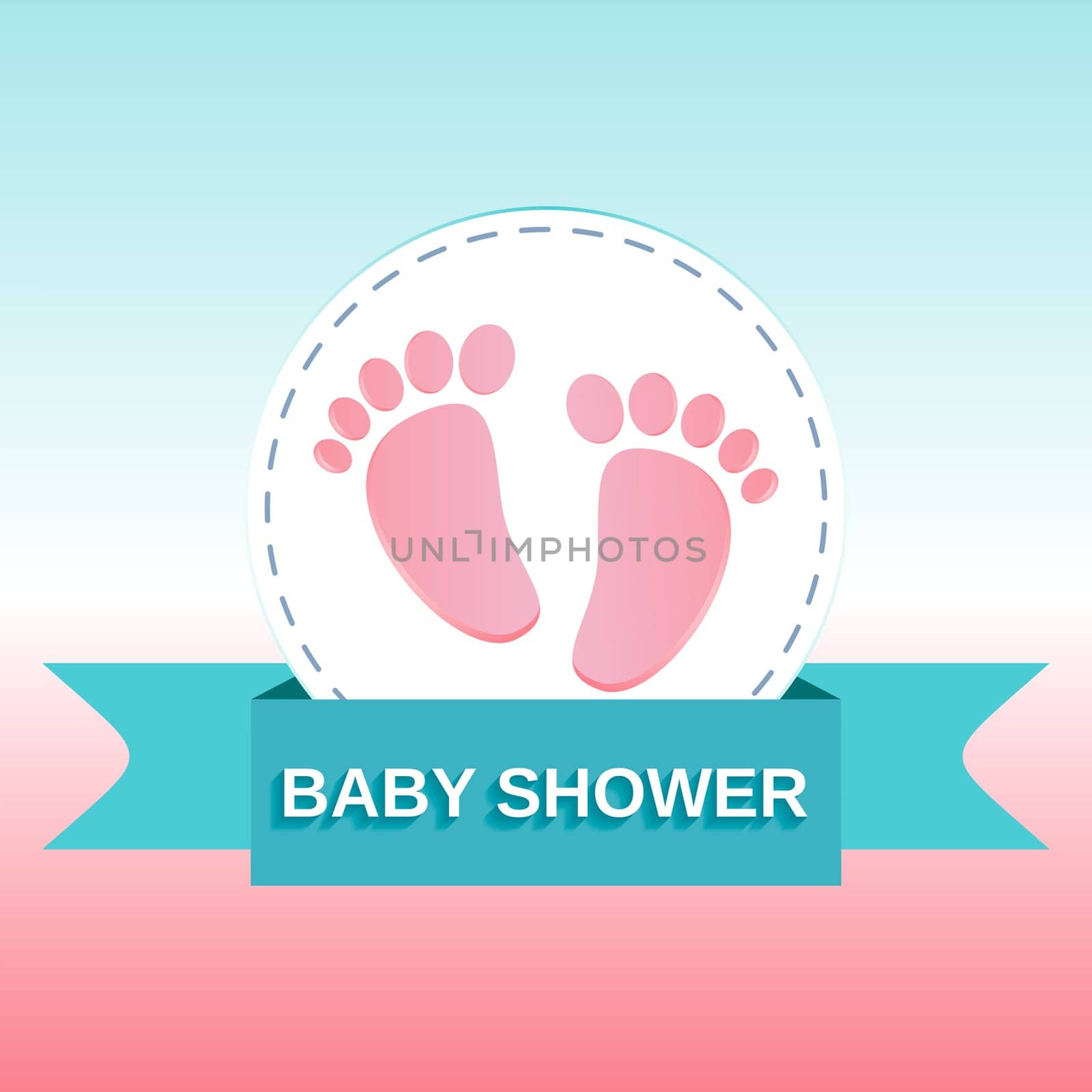 Baby shower invitation card with baby feet