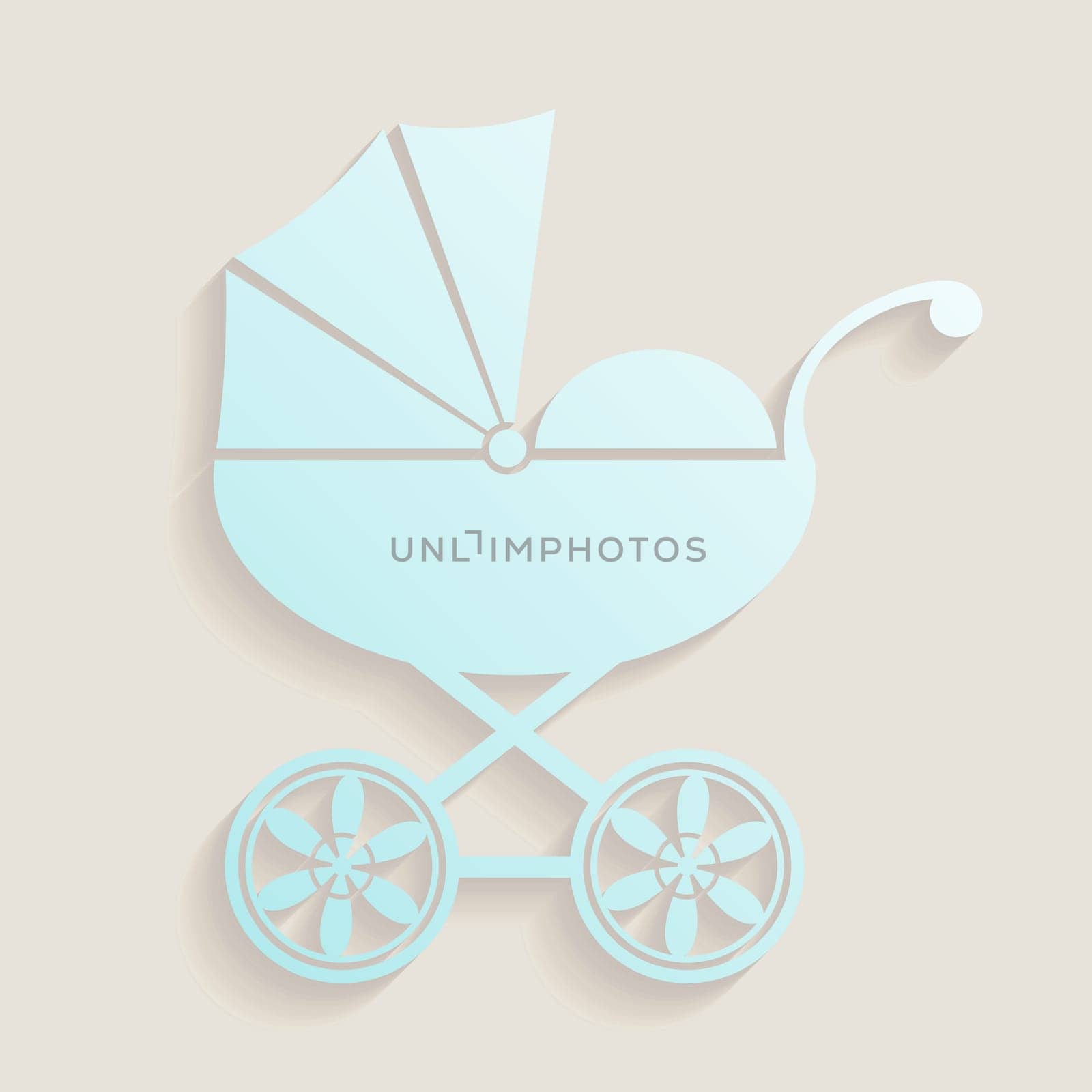 Simple baby shower invitation card with baby carriage