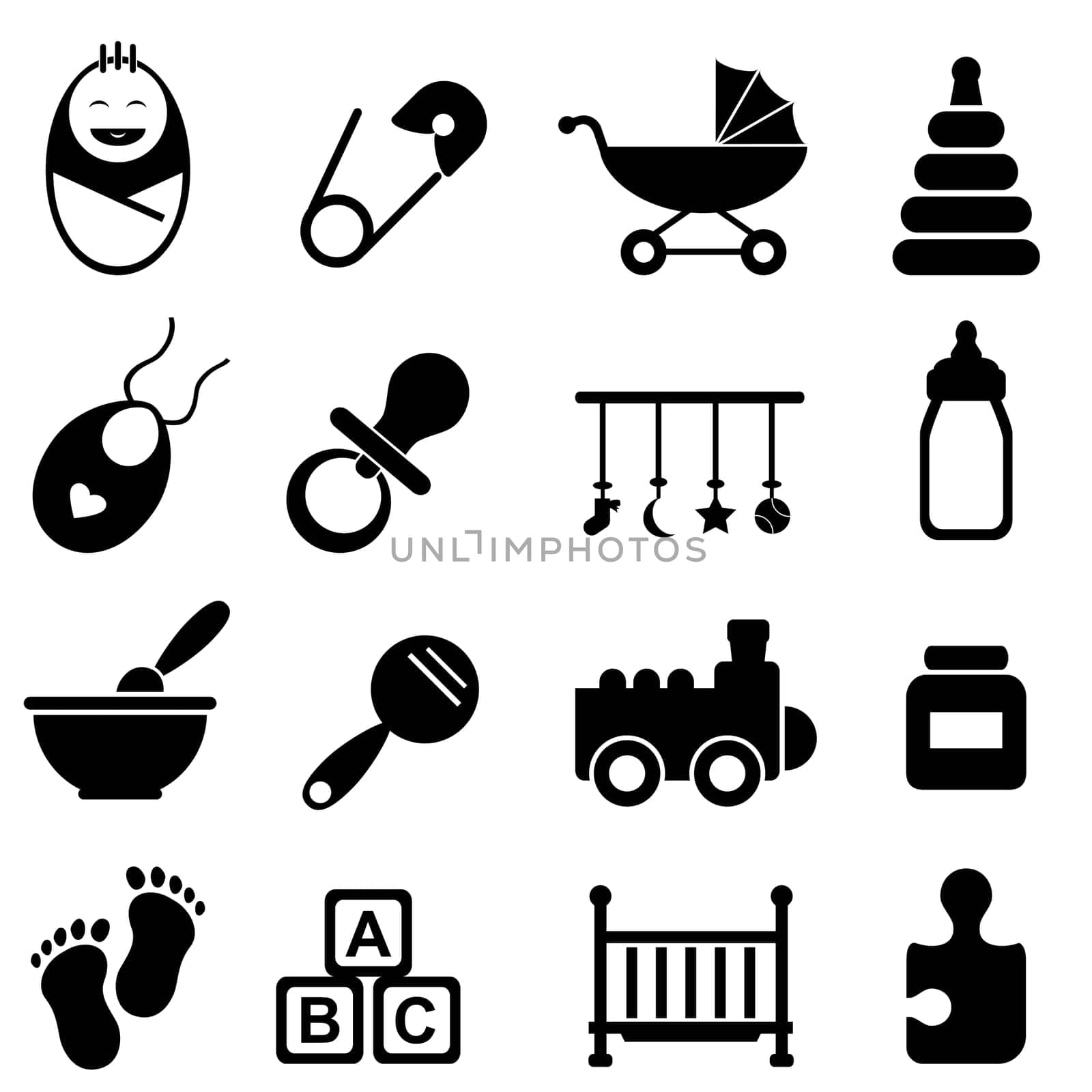 Baby, infant and birth icon set