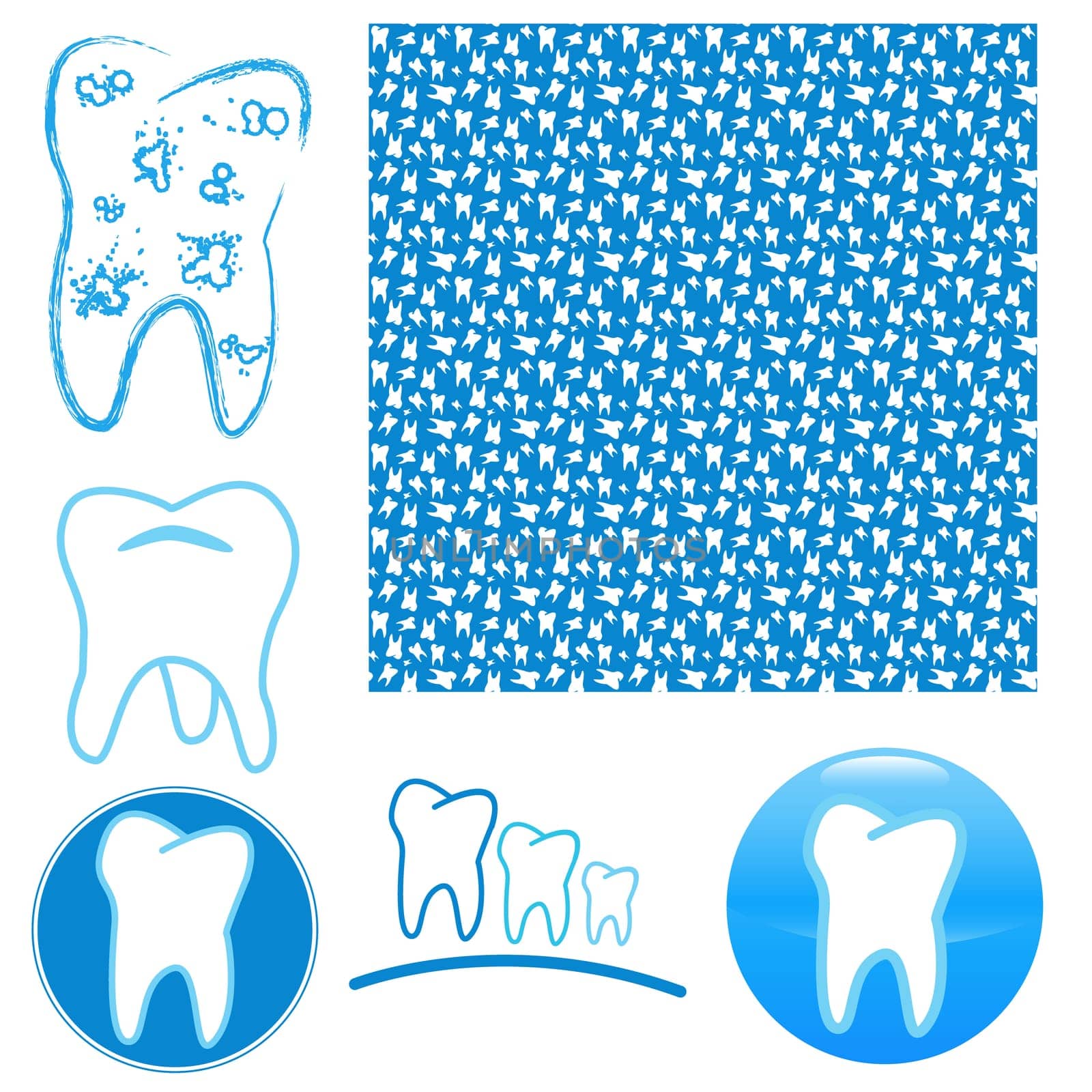 Icon set of teeth on a white background