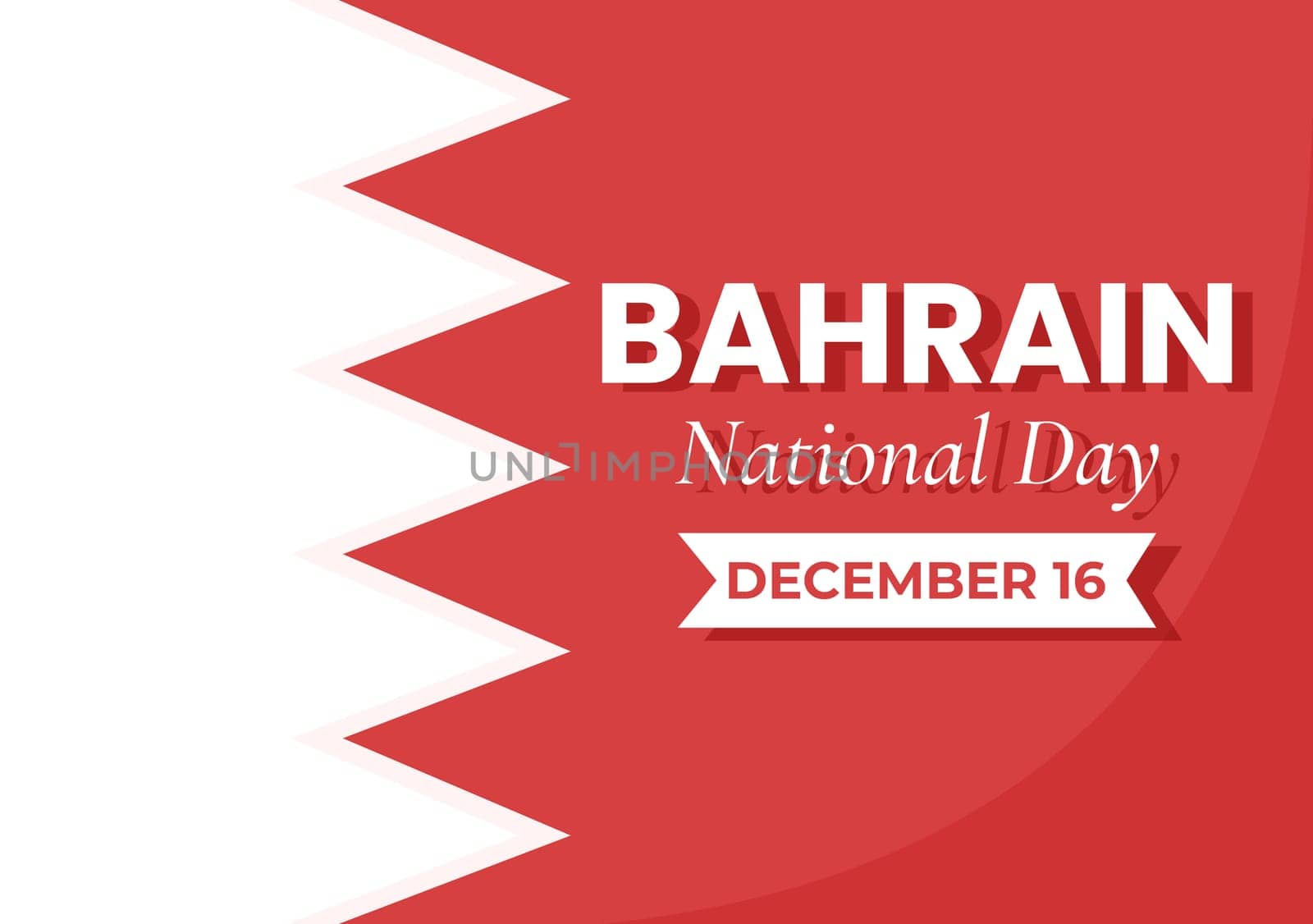 Bahrain National Day or Independence Template Hand Drawn Cartoon Flat Illustration with Wavy Flag in 16th of December Patriotic Holiday Design