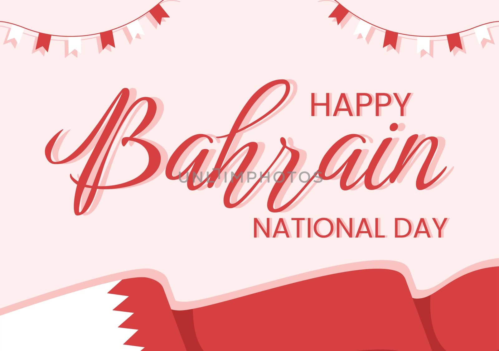 Bahrain National Day or Independence Template Hand Drawn Cartoon Flat Illustration with Wavy Flag in 16th of December Patriotic Holiday Design
