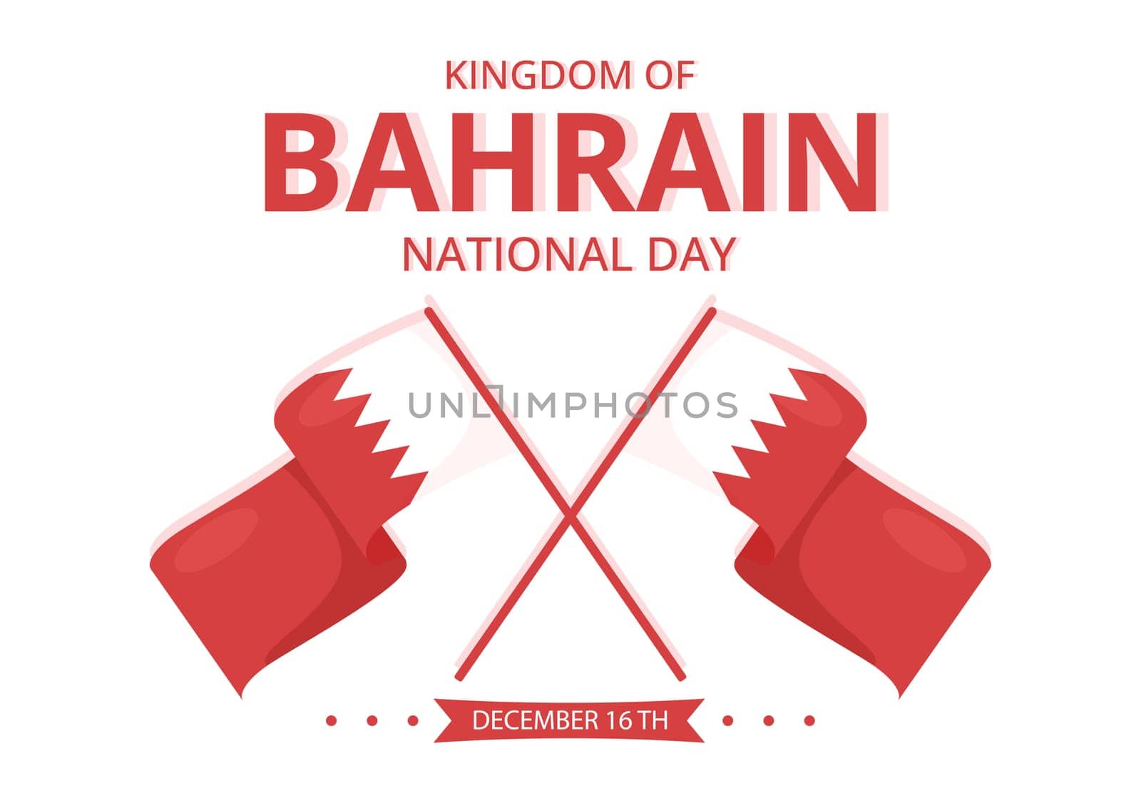 Bahrain National Day or Independence Template Hand Drawn Cartoon Flat Illustration with Wavy Flag in 16th of December Patriotic Holiday Design