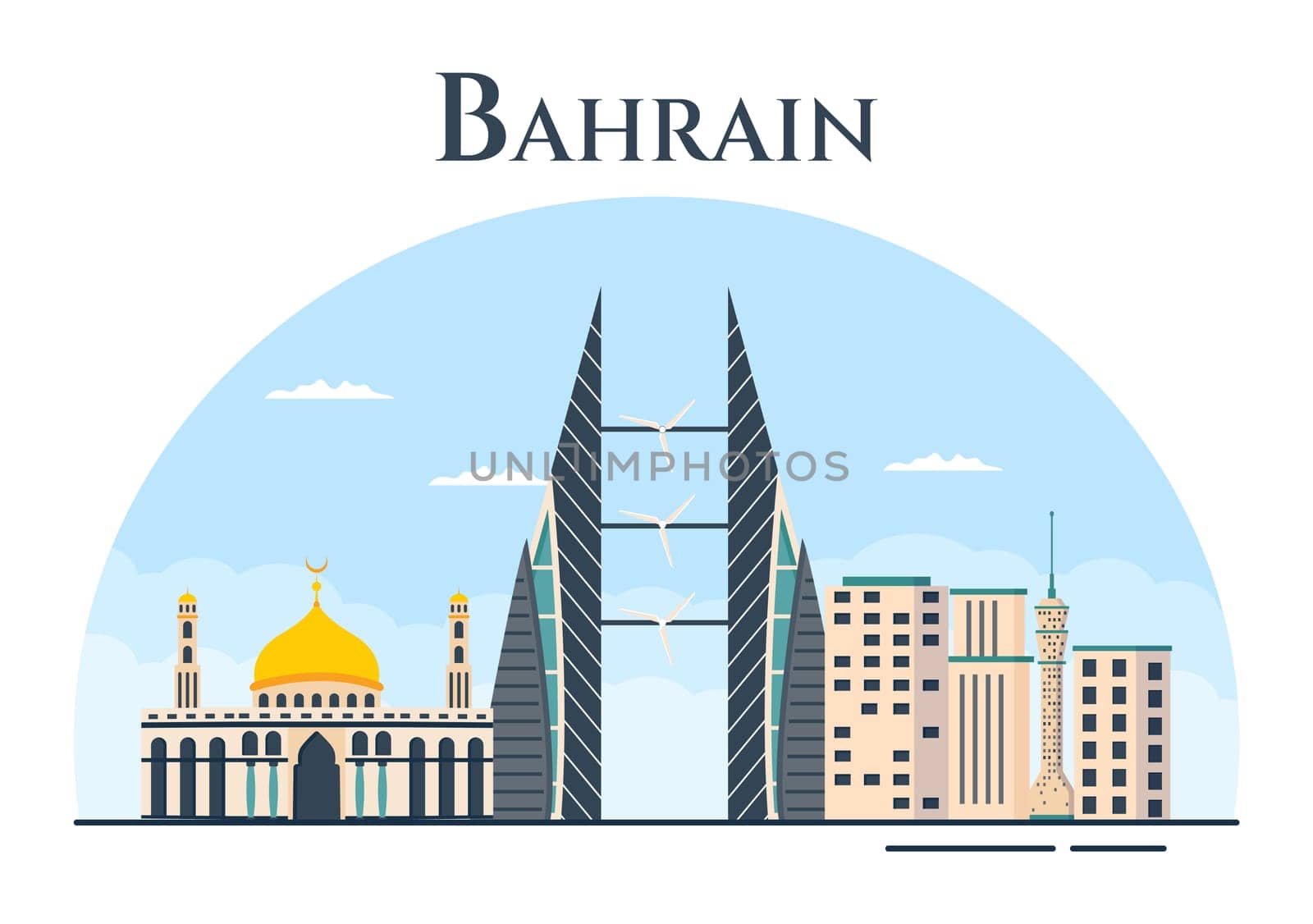 Bahrain National Day or Independence Template Hand Drawn Cartoon Flat Illustration with Wavy Flag in 16th of December Patriotic Holiday Design
