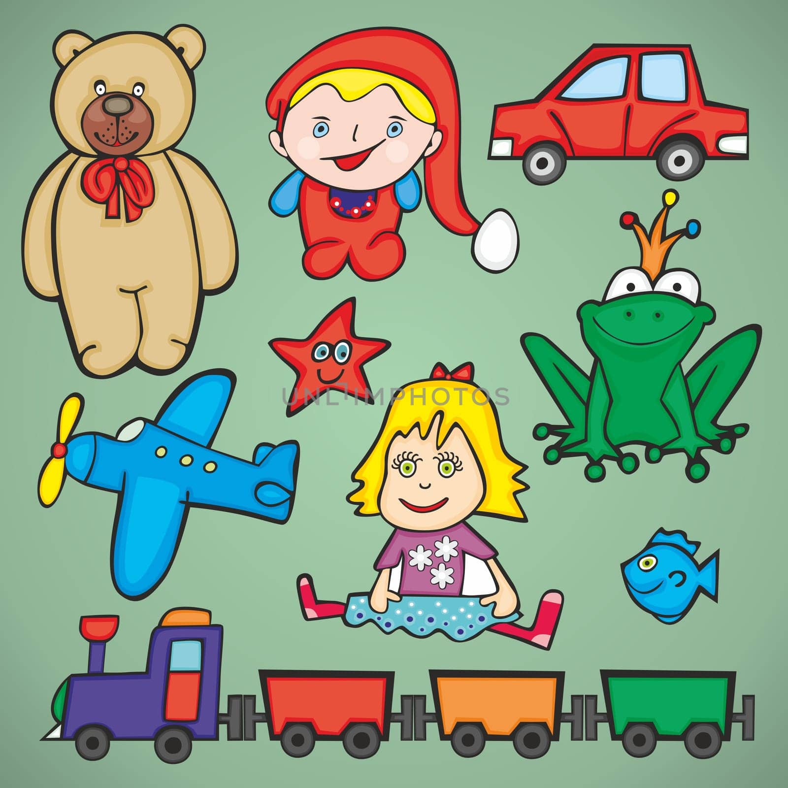 fully editable vector illustration toys