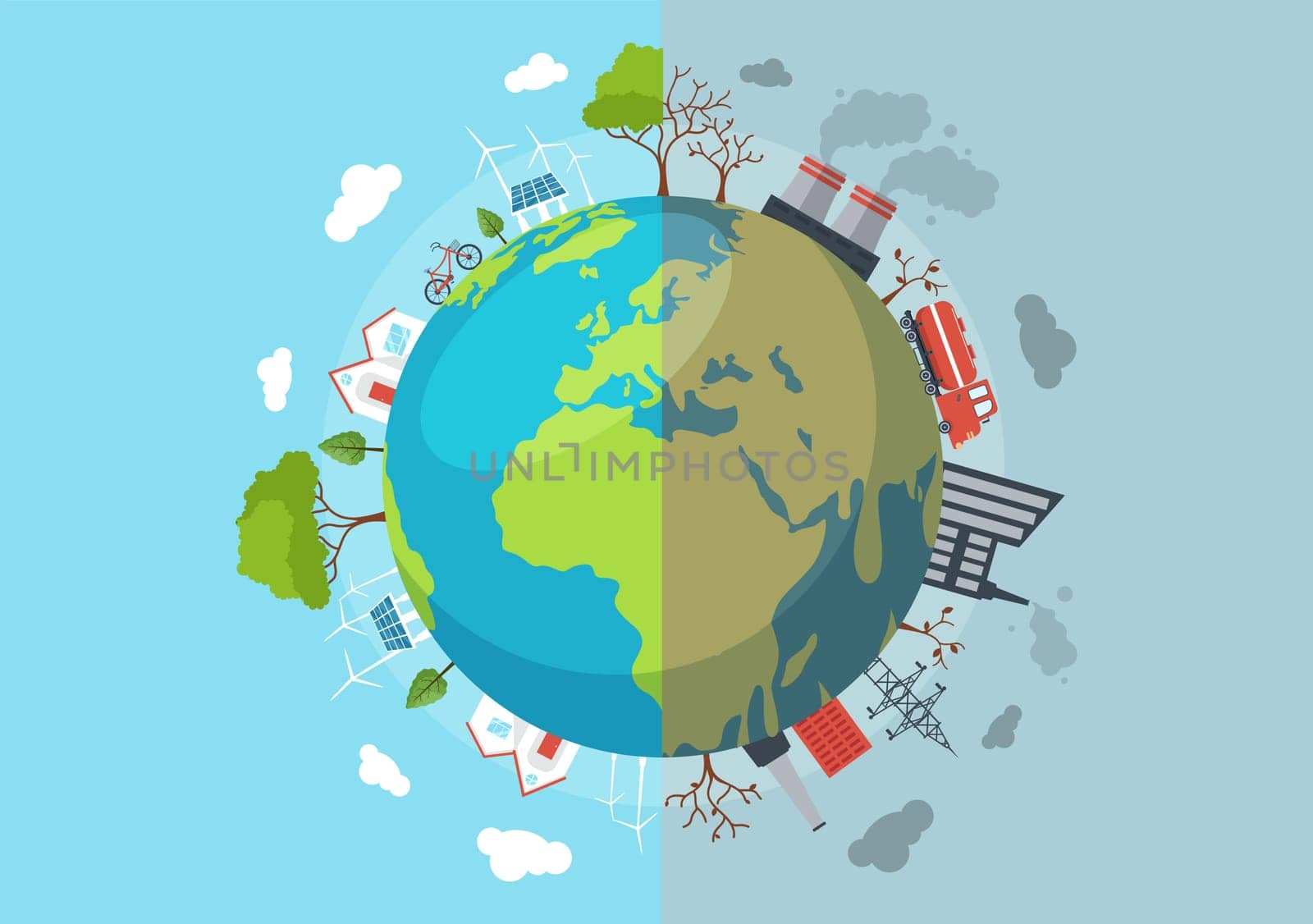 National Pollution Prevention Day for Awareness Campaign About Factory, Forest or Vehicle Problems in Template Hand Drawn Cartoon Flat Illustration