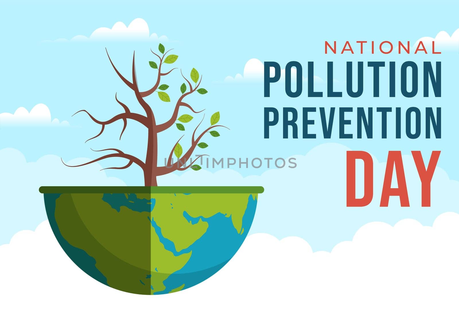 National Pollution Prevention Day for Awareness Campaign About Factory, Forest or Vehicle Problems in Template Hand Drawn Cartoon Flat Illustration