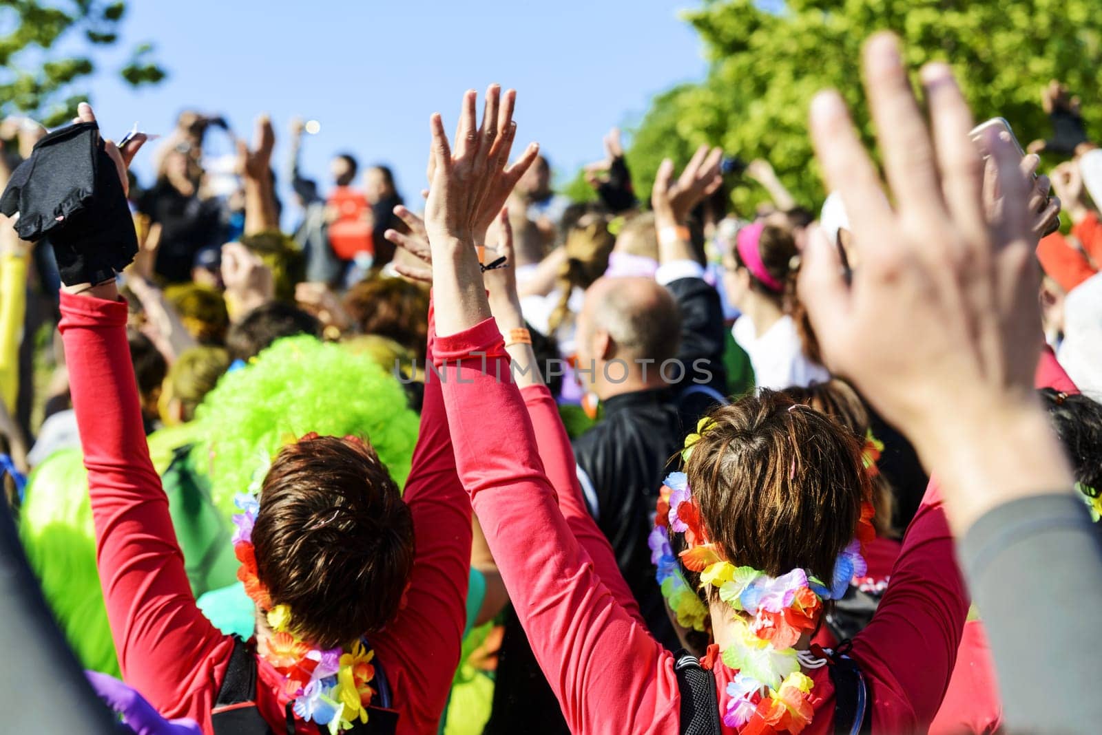 group of young people have fun and beleive in the future with hippie style