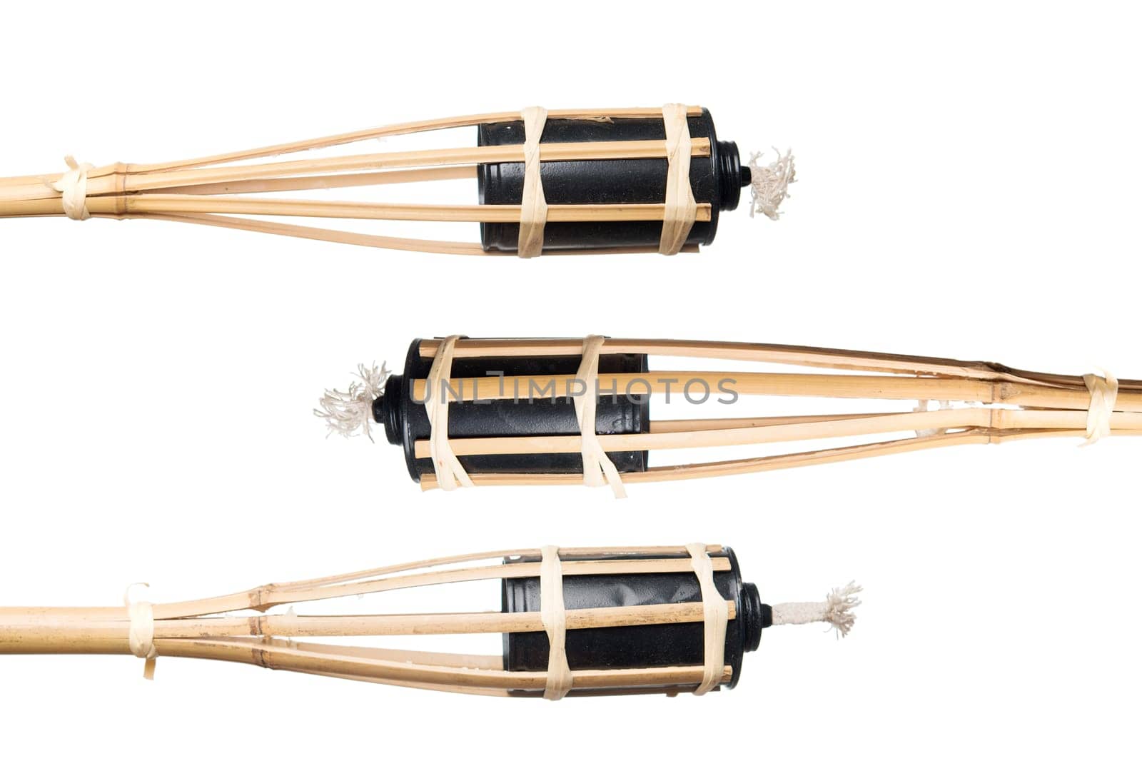Bamboo torches lamp isolated on white background.
