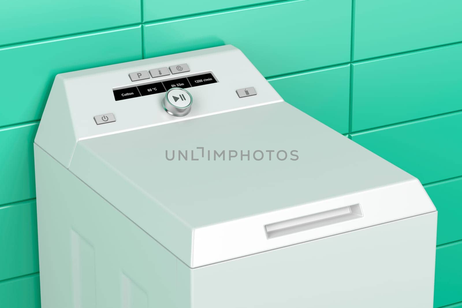 Close up of modern top load washing machine