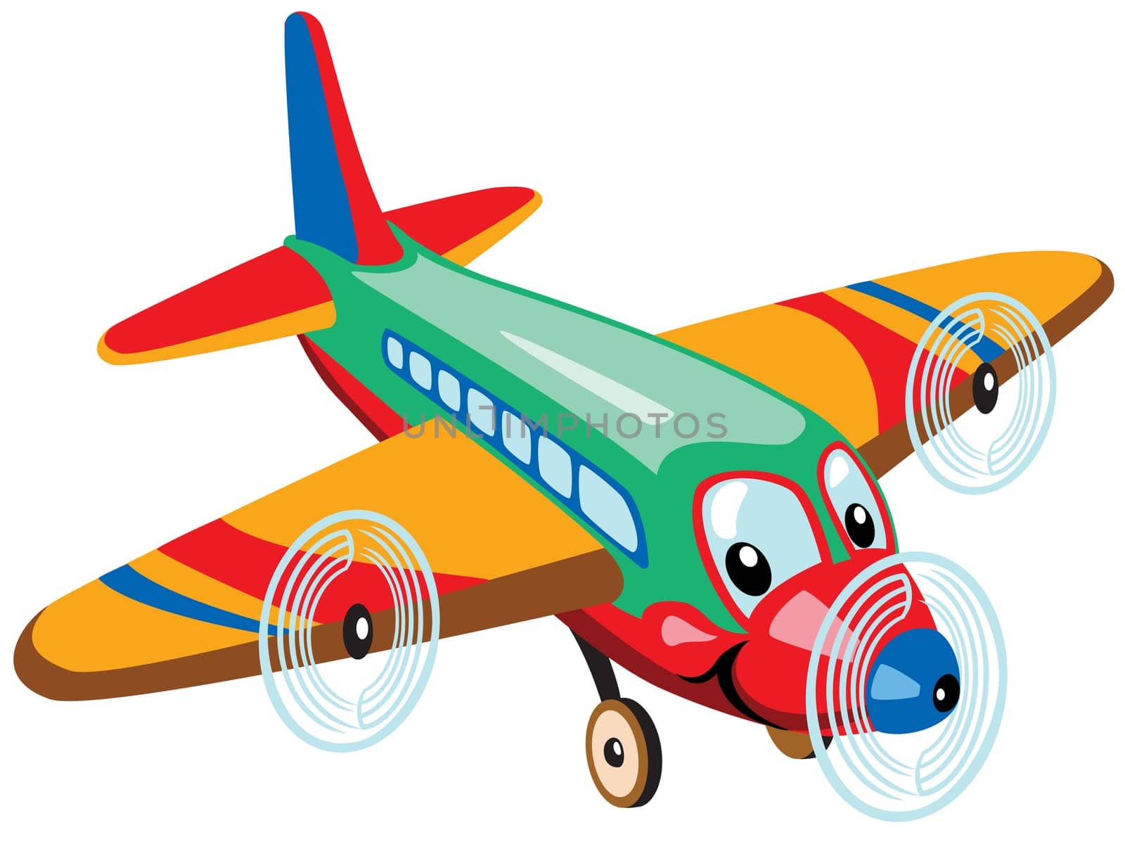cartoon airplane toy isolated on white background. Picture for babies and little kids