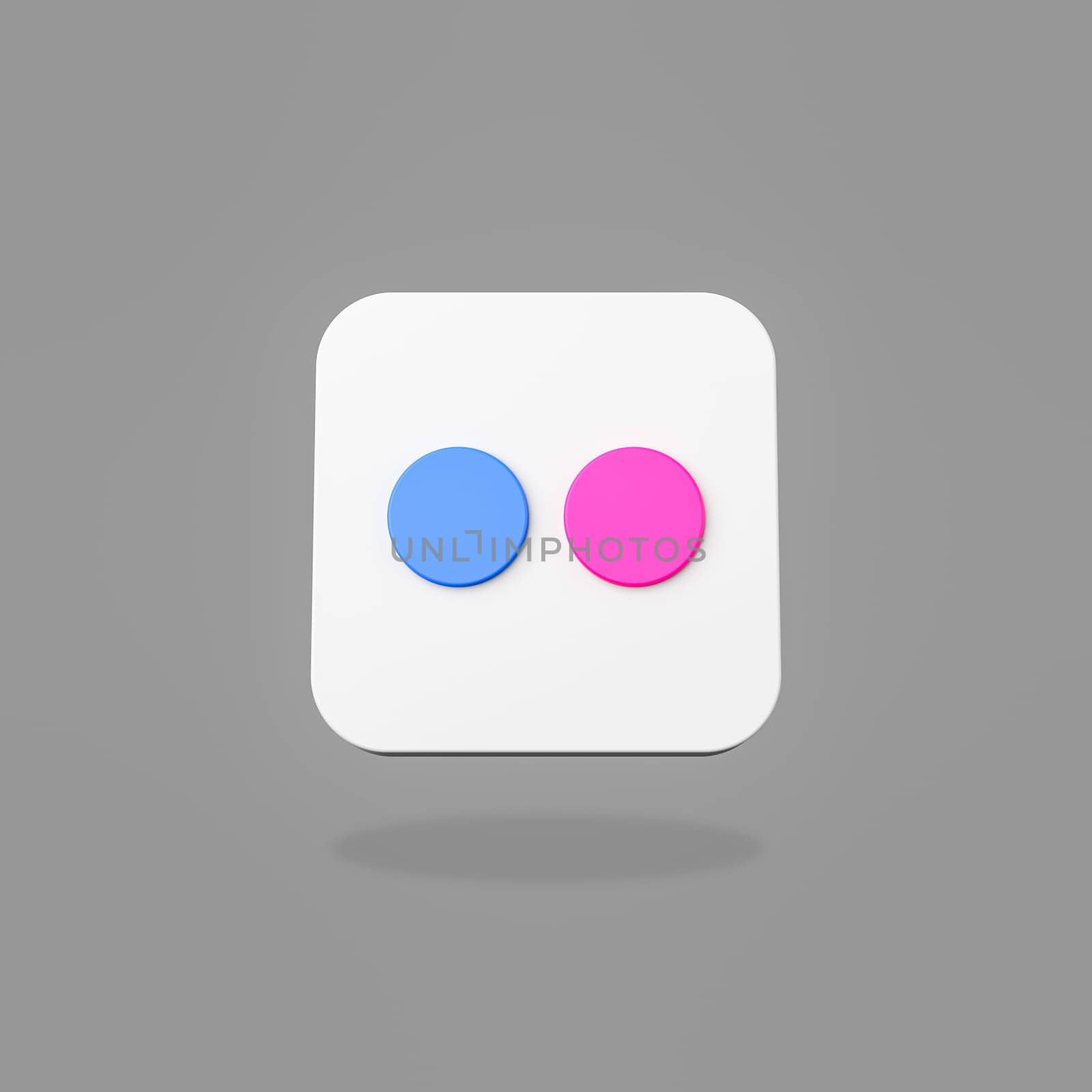 Flickr Logo 3D Shape Isolated on Flat Gray Background with Shadow 3D Illustration