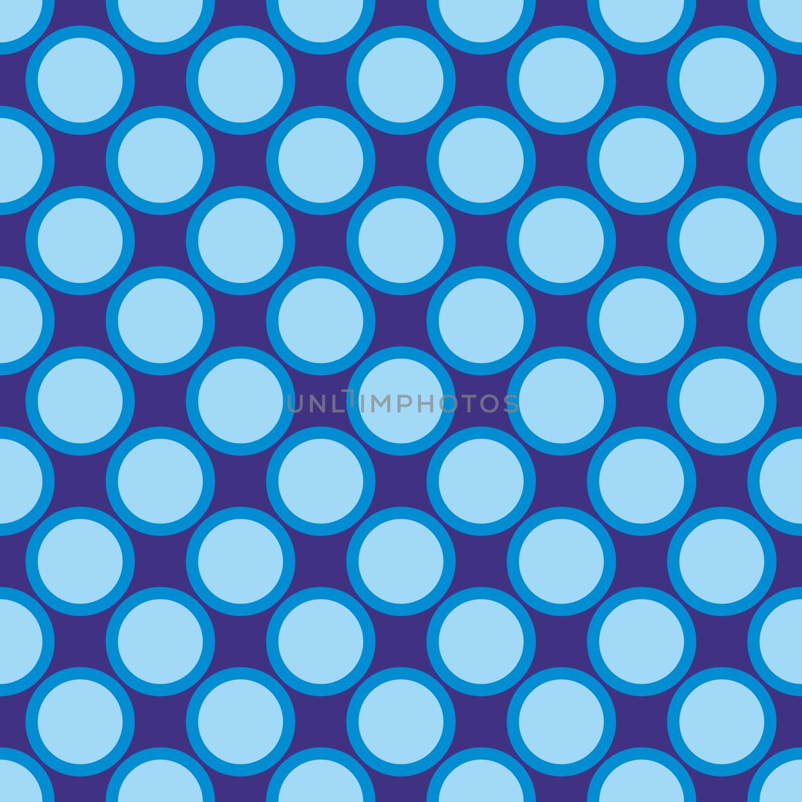 Seamless vector pattern with blue polka dots on a dark navy blue background. For website design, desktop wallpaper, kids background, art, decoration or scrapbook.