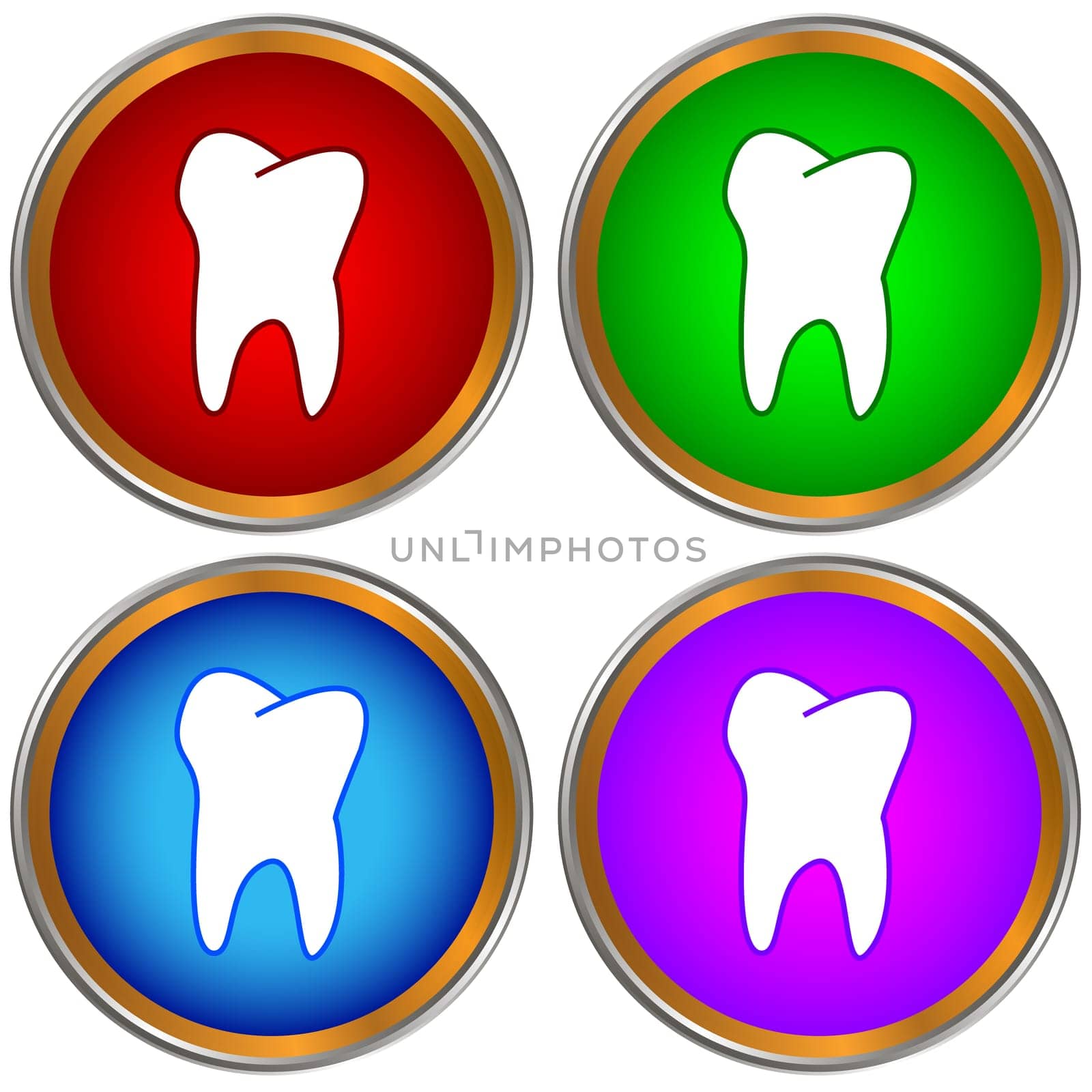 Tooth icons set on a white background