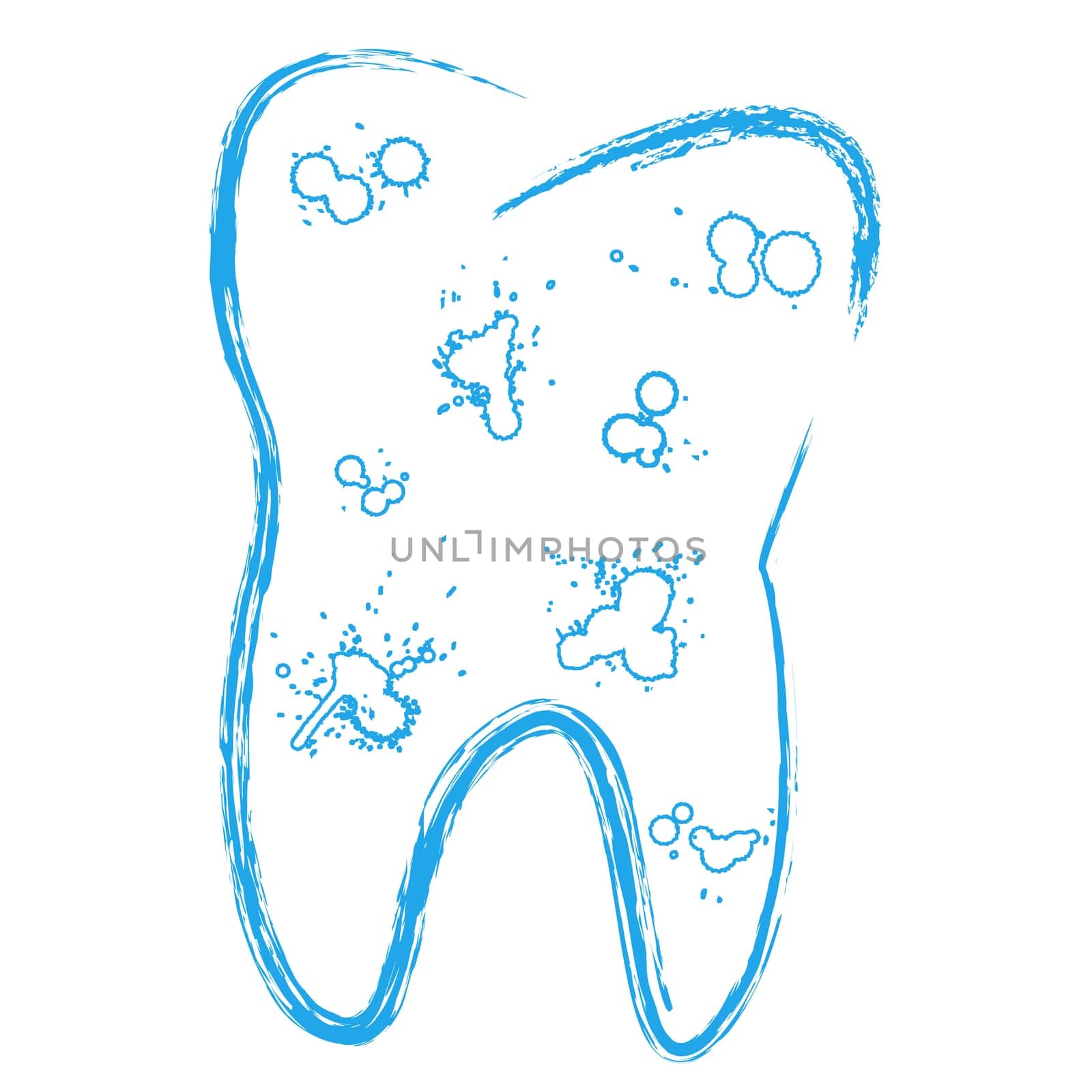 The symbol of the tooth with caries in a grunge style