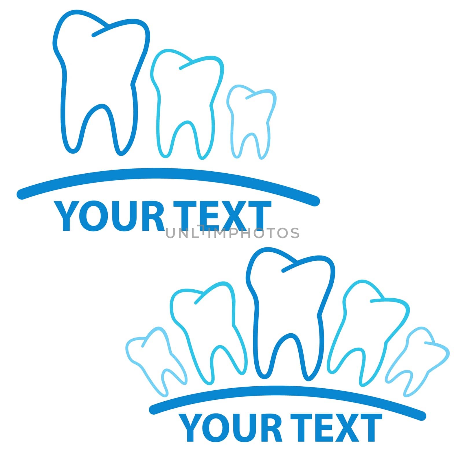 Two medical signs with the teeth on a white background