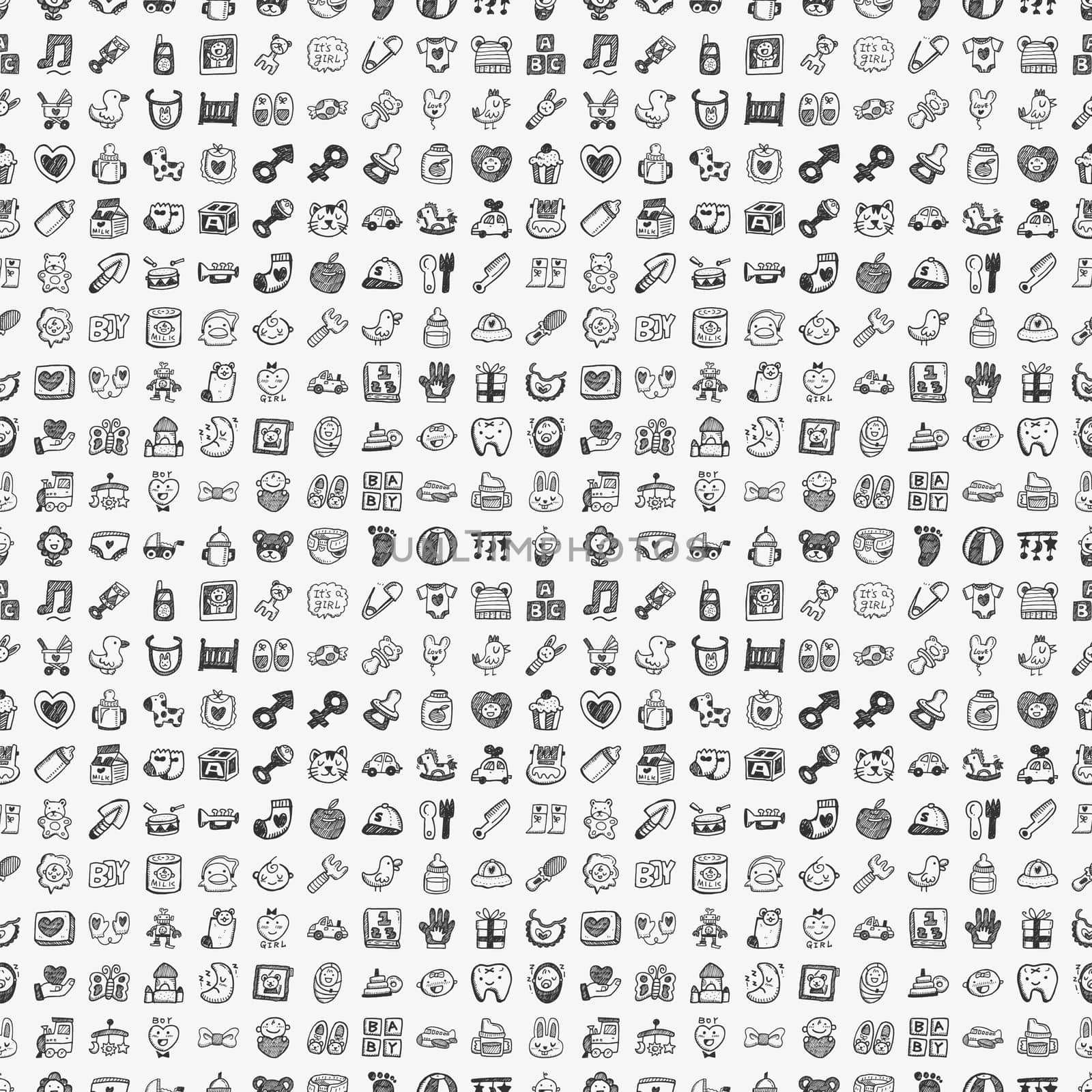 seamless doodle baby pattern