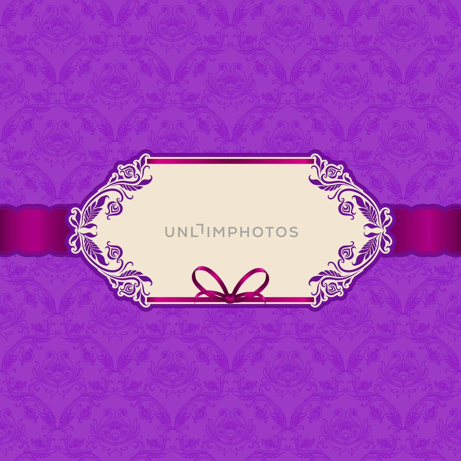 Template vector frame design for greeting card, invitation. Background - floral seamless pattern.