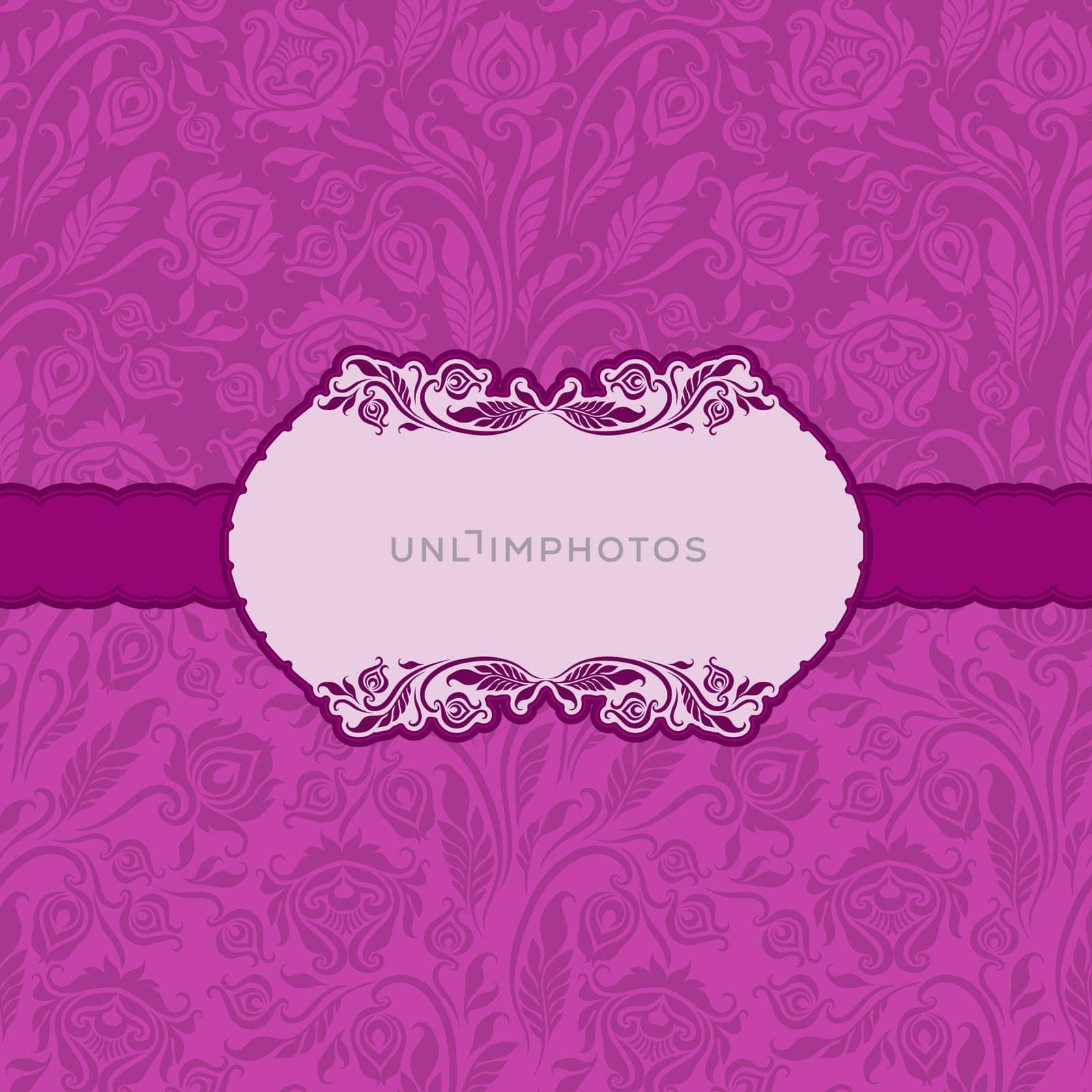 Template vector frame design for greeting card, invitation. Background - floral seamless pattern.