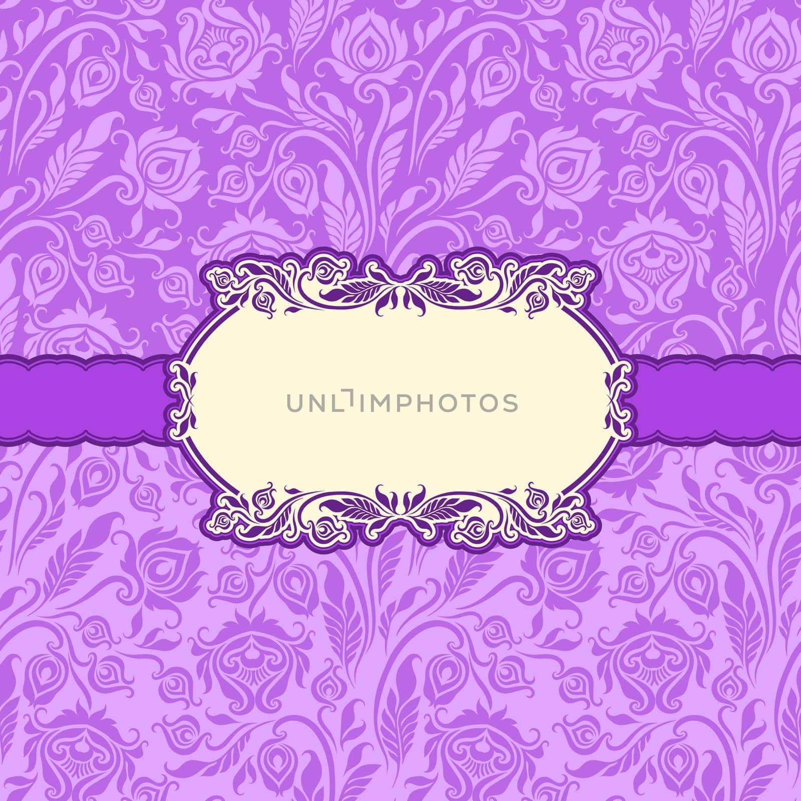 Template vector frame design for greeting card, invitation. Background - floral seamless pattern.