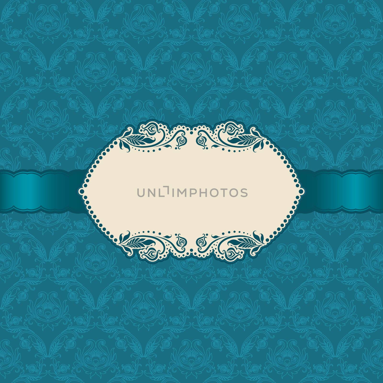Template vector frame design for greeting card, invitation. Background - floral seamless pattern.