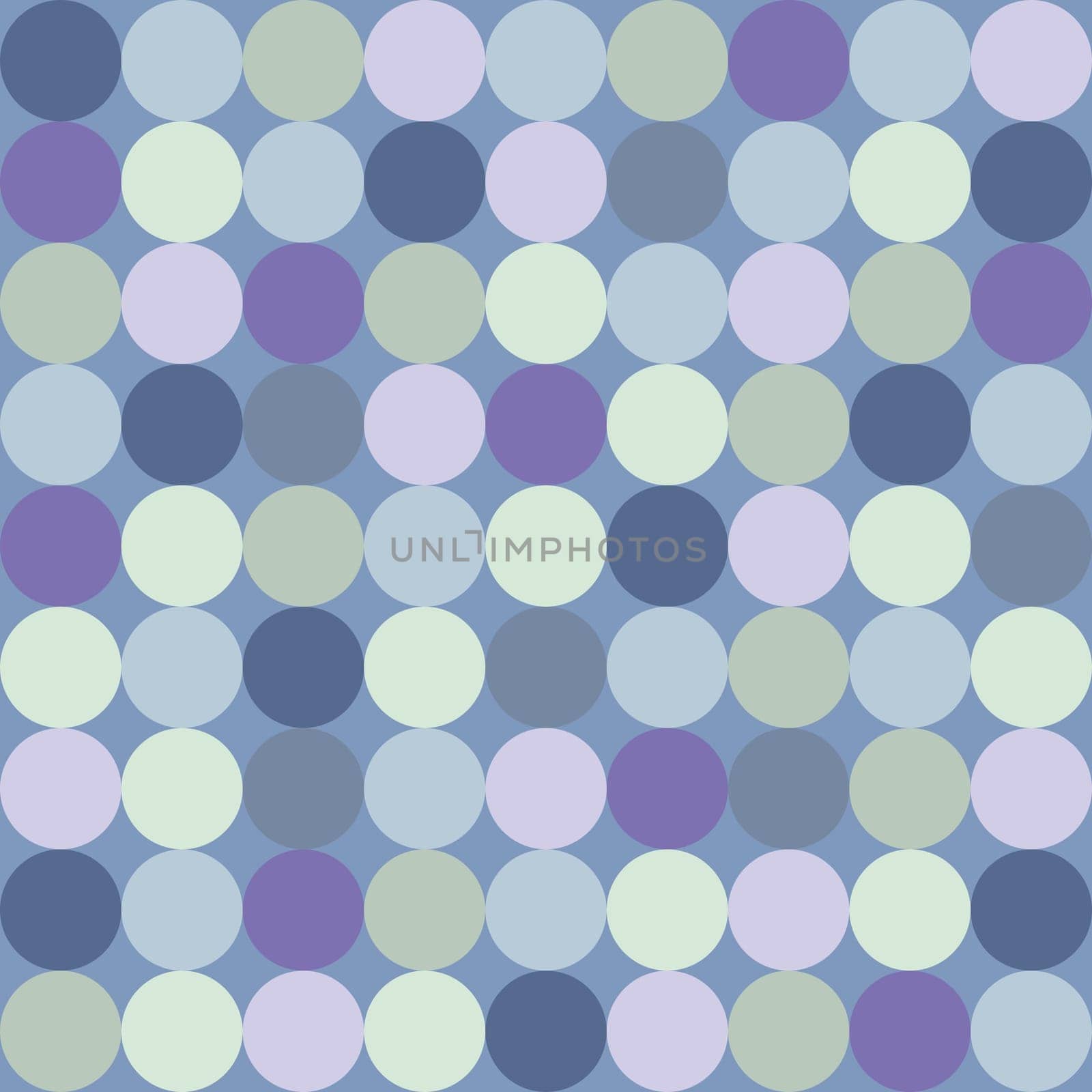 Seamless vector pattern or background with big colorful dots on dark navy blue background. Retro design element for desktop wallpaper or website design