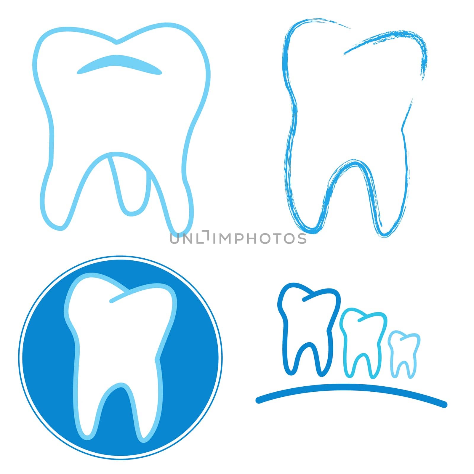 Icon set of teeth on a white background