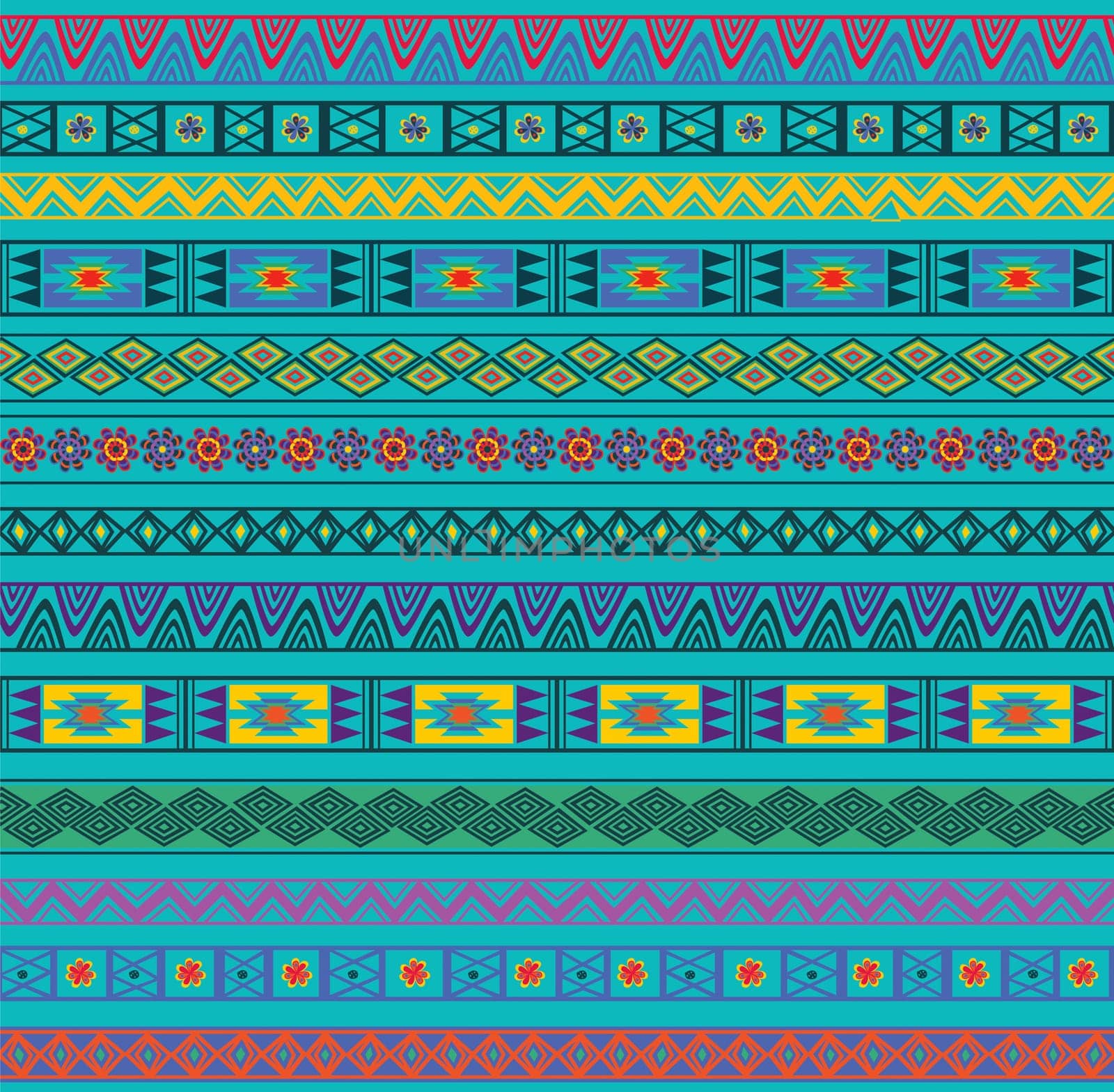 Abstract Ethnic Seamless Geometric Pattern. Vector Background. Colorful. Illustration
