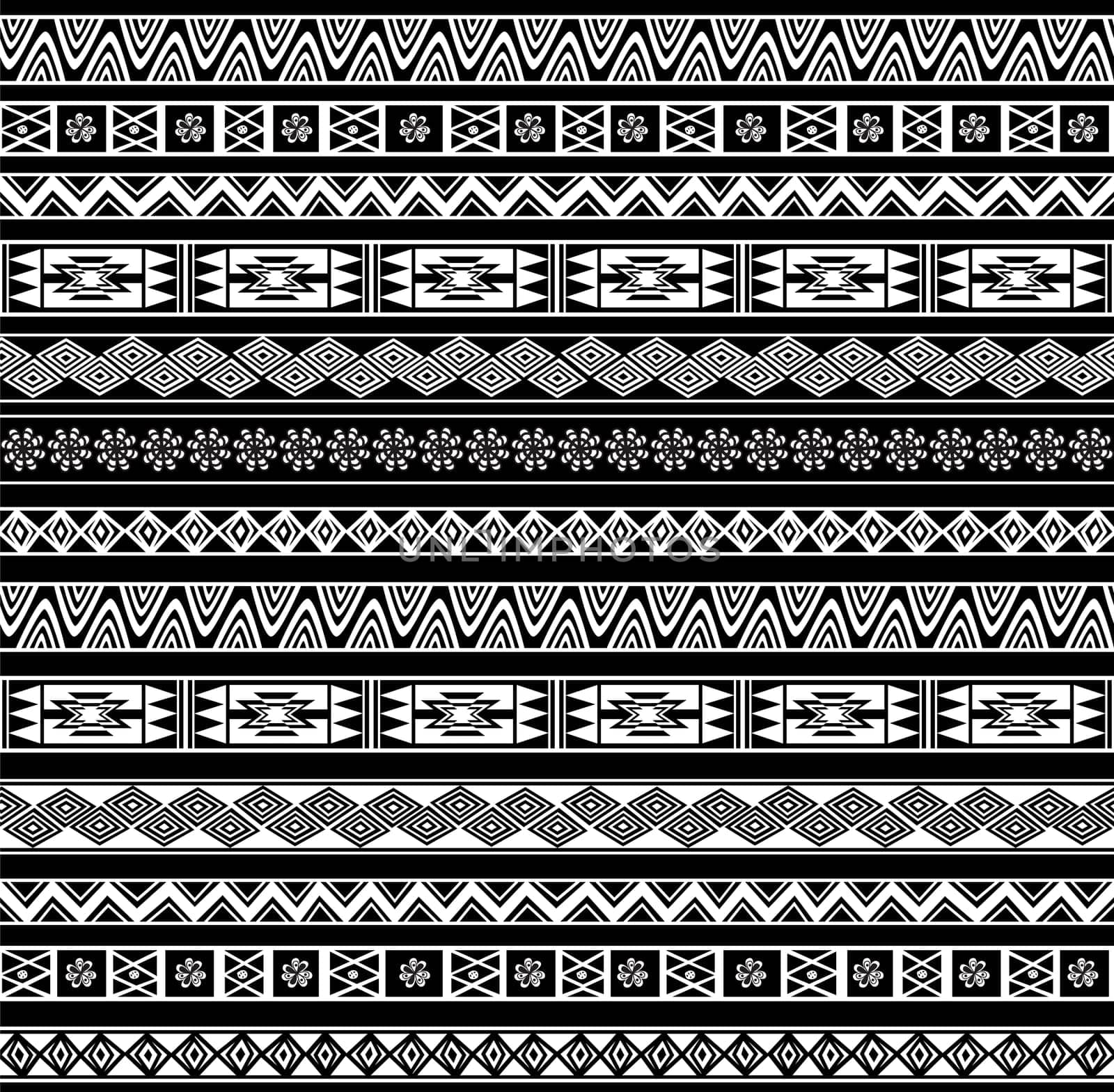Abstract Ethnic Seamless Geometric Pattern. Vector Background. Black and White. Illustration