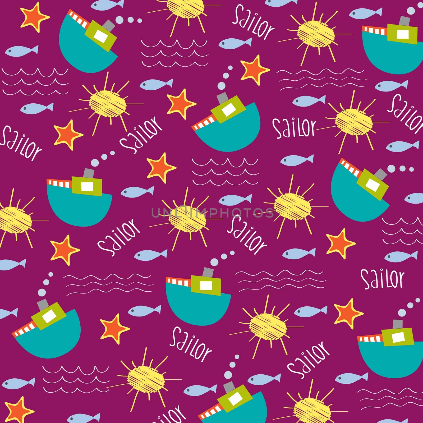 seamless boat pattern, illustration in vector format