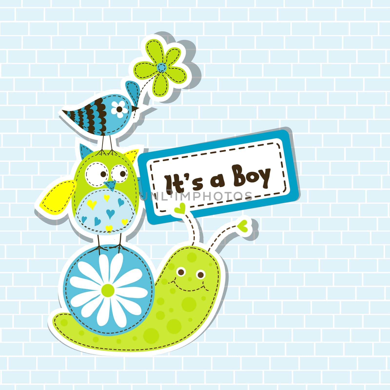 Template greeting card, vector scrap illustration