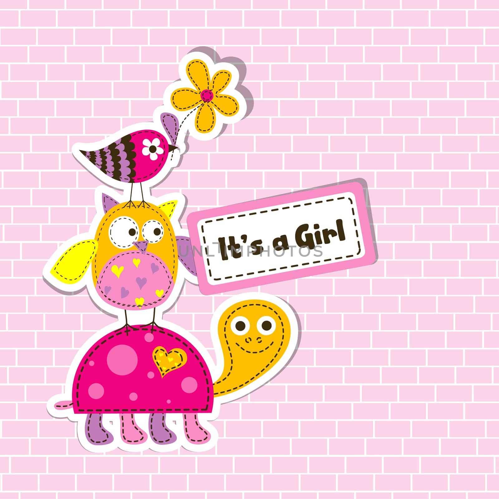 Template greeting card, vector scrap illustration