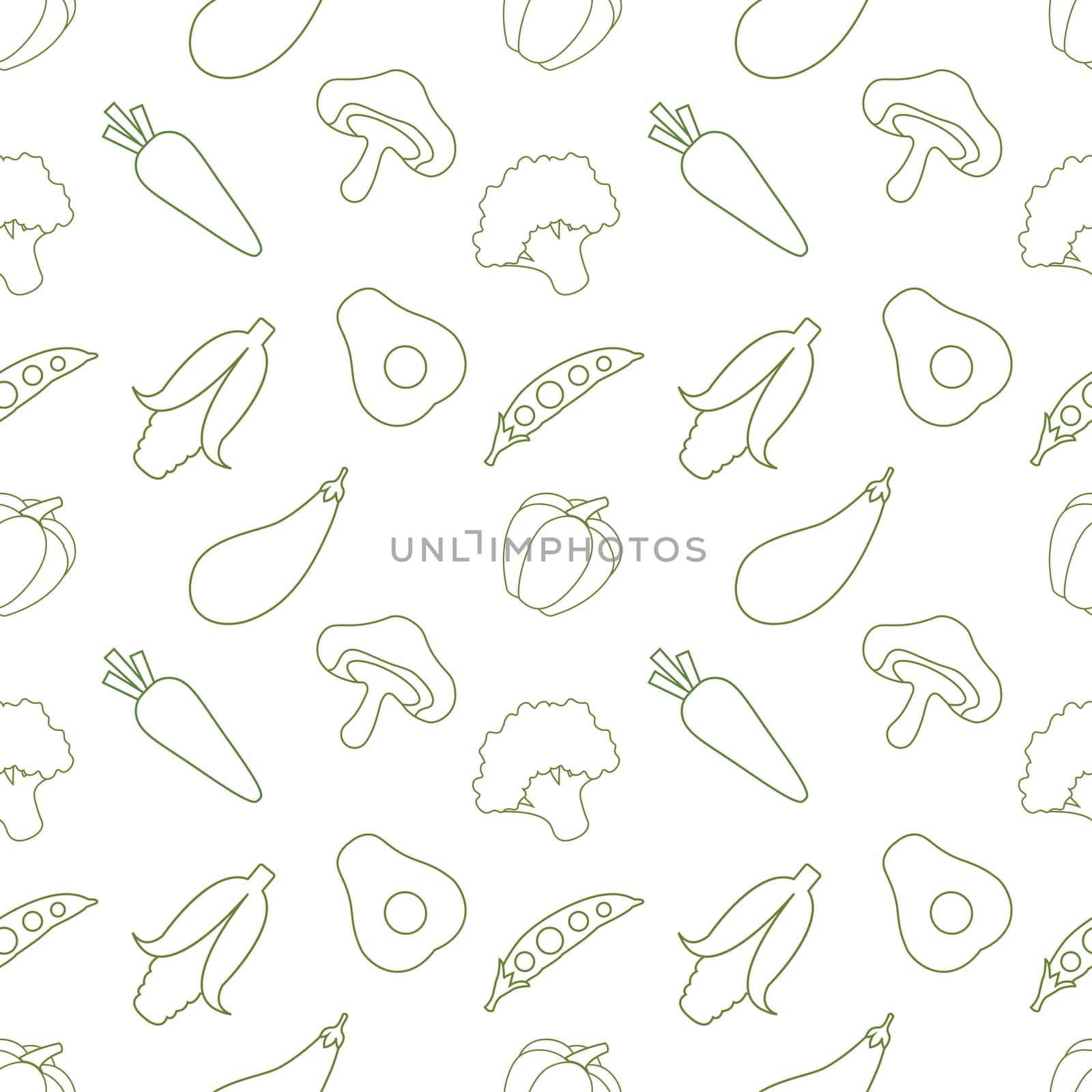Vegetarian, Fruit and Vegetables Seamless Pattern Design with Fresh, Organic and Natural Food in Hand Drawn Flat Cartoon Background Illustration